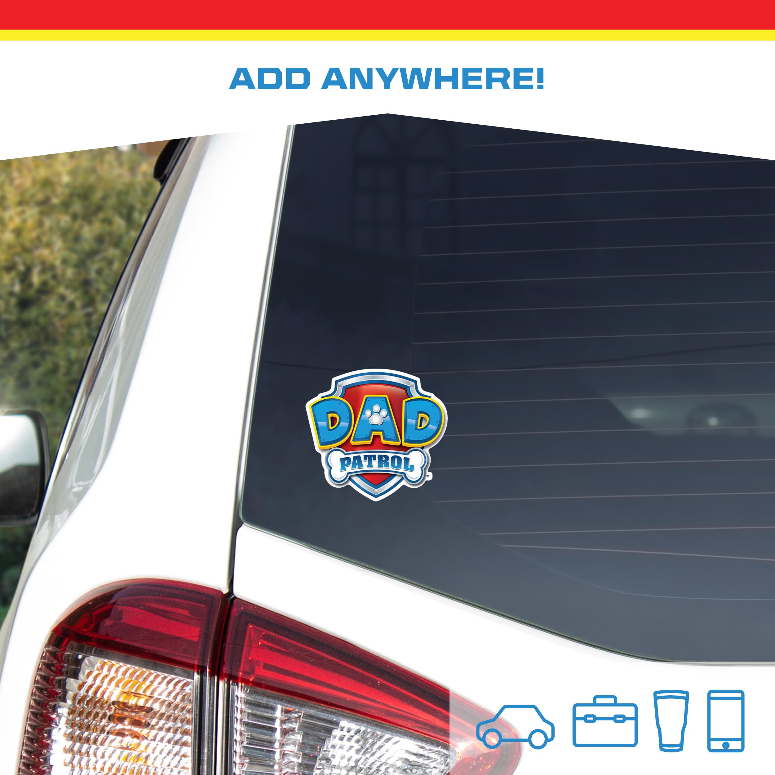 Paw Patrol Dad Patrol Decals - Set Of 3 Dad Patrol Badge Vinyl Stickers For Truck Water Bottle Bike Helmet Laptop Skateboard - O