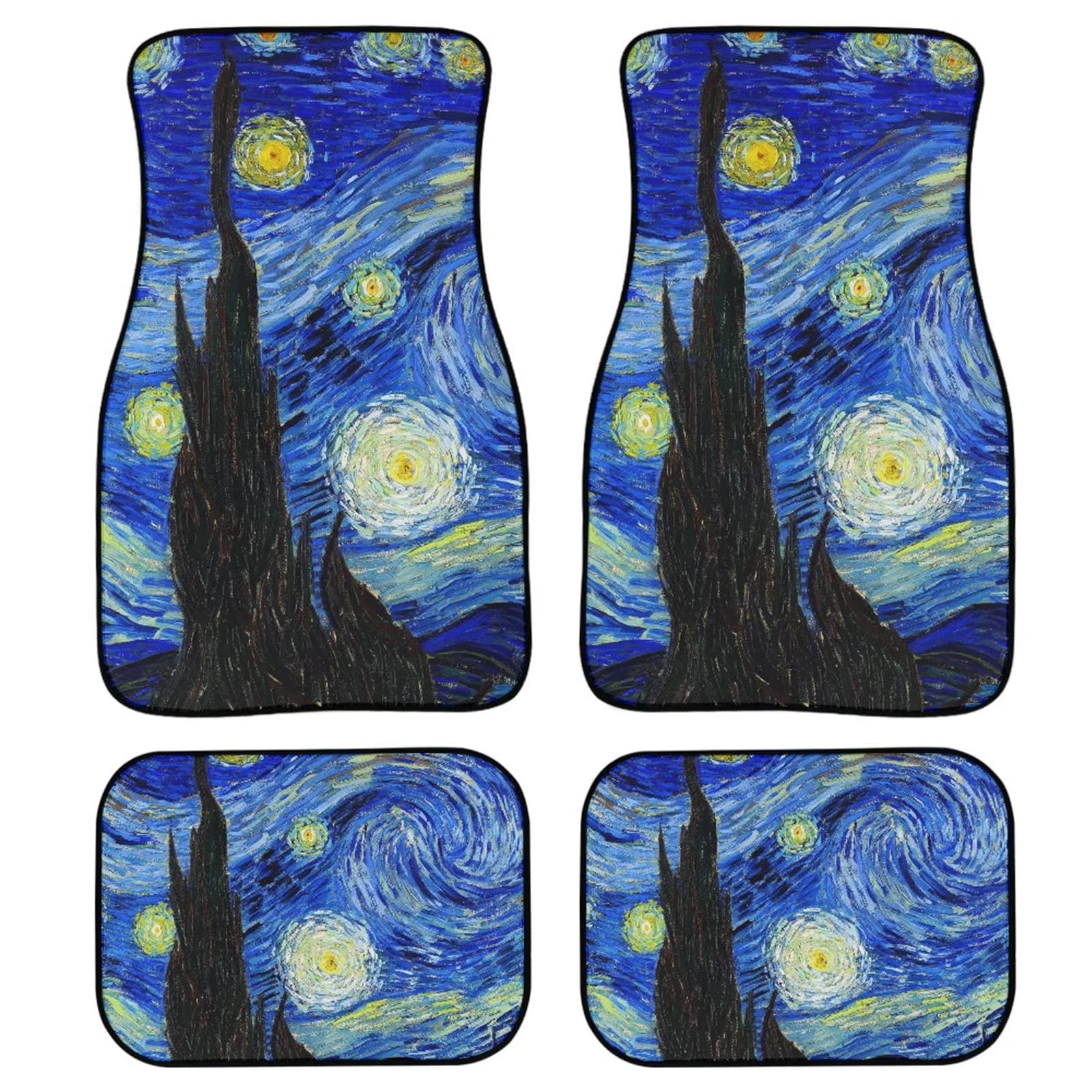 Suhoaziia Starry Night Car Floor Mats Carpet for Sedan SUV Truck, Front & Rear Seat Rug 4pcs, All Weather Liners Protection for 