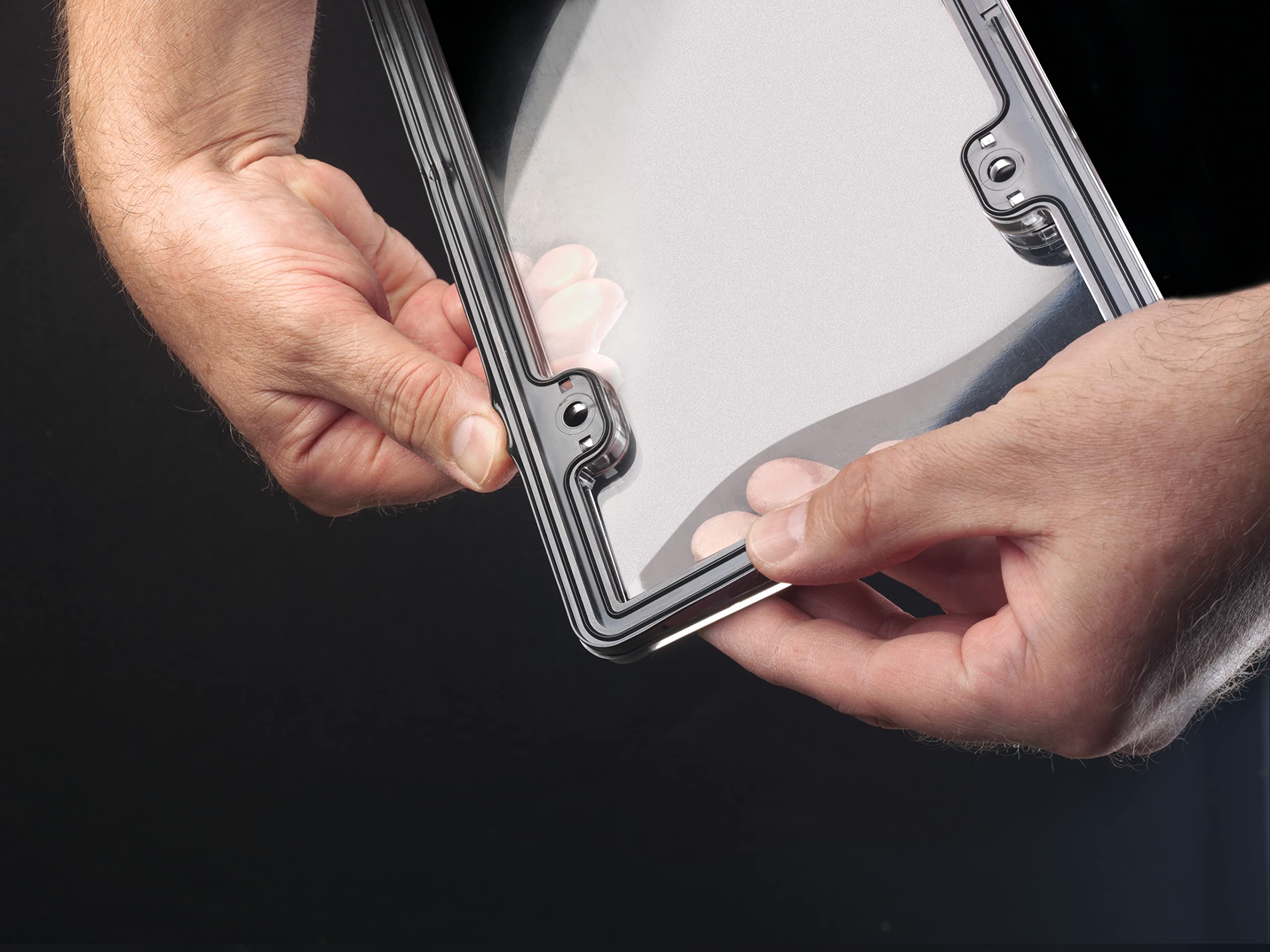 WeatherTech ClearCover License Plate Cover and Frame, Chrome/Black