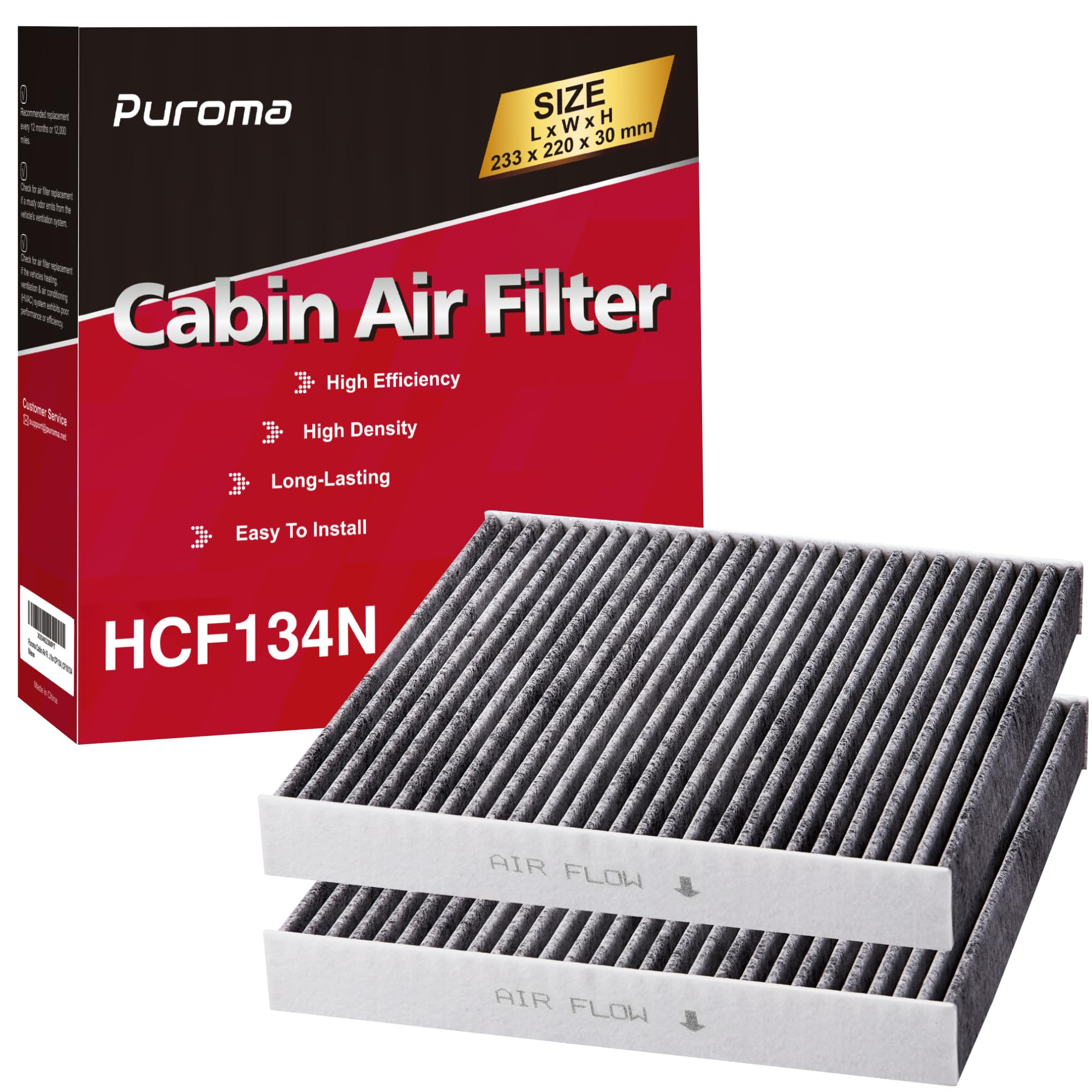 Puroma Cabin Air Filter with Activated Carbon, Replacement for CP134, CF10134, Honda & Acura, Civic, CR-V, Odyssey, CSX, ILX, MD