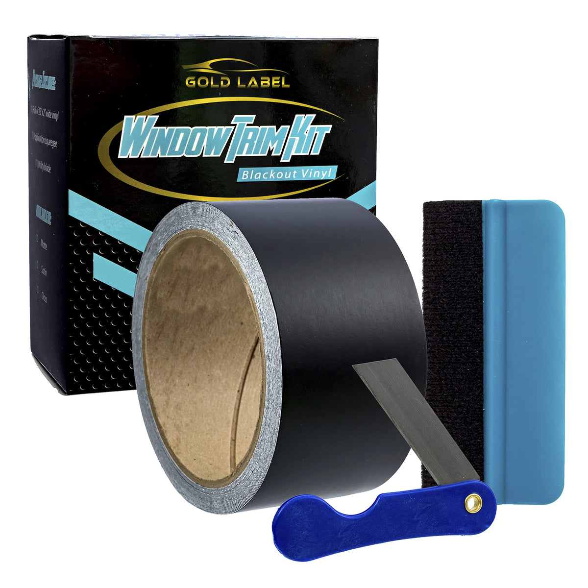 Gold Label Detailing 3M Black Out Trim Chrome Delete Vinyl Wrap Kit | 25Ft Roll Of 3M Scotchprint 2080 | Felt Edge Squeegee And