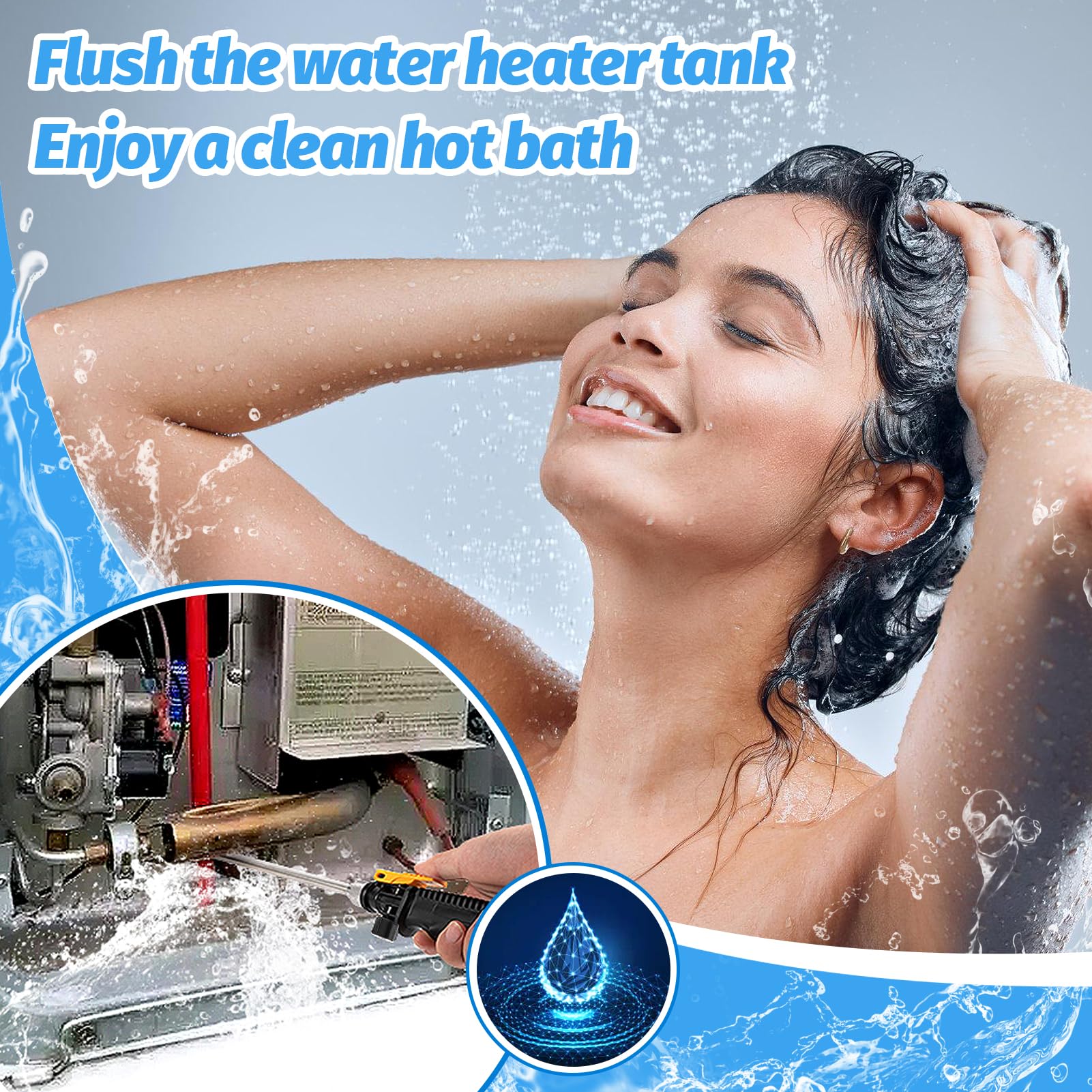 Rv Water Heater Tank Rinser - Powerful Cleaning Hot Water Flush Wand, Travel Trailers Camper Water Tank Sediment Scale Cleaner S