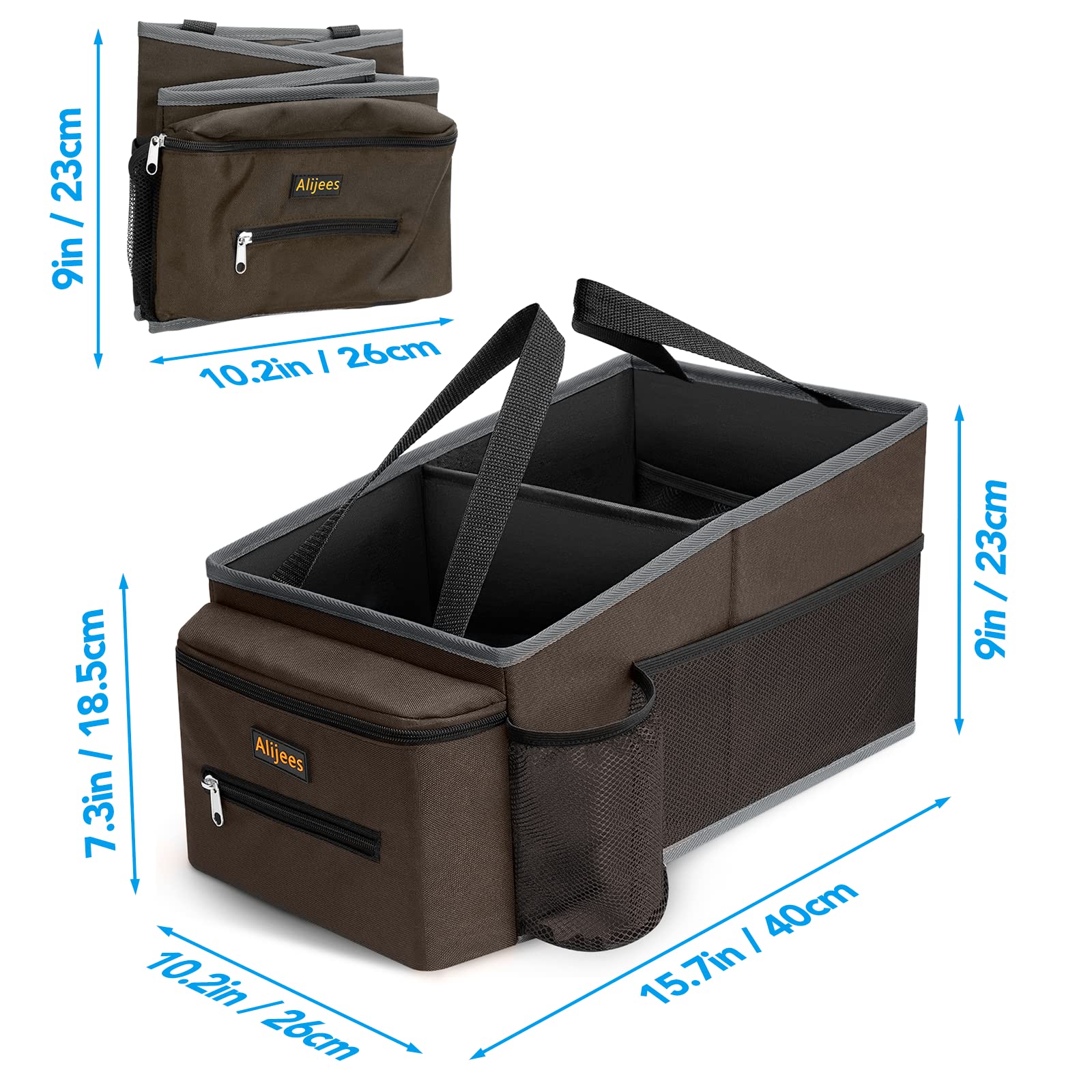 Alijees Car Back Seat Organizer - Car Organization Road Trip Essentials Kids, Car Accessories For Women Men Interior With Cup Ho