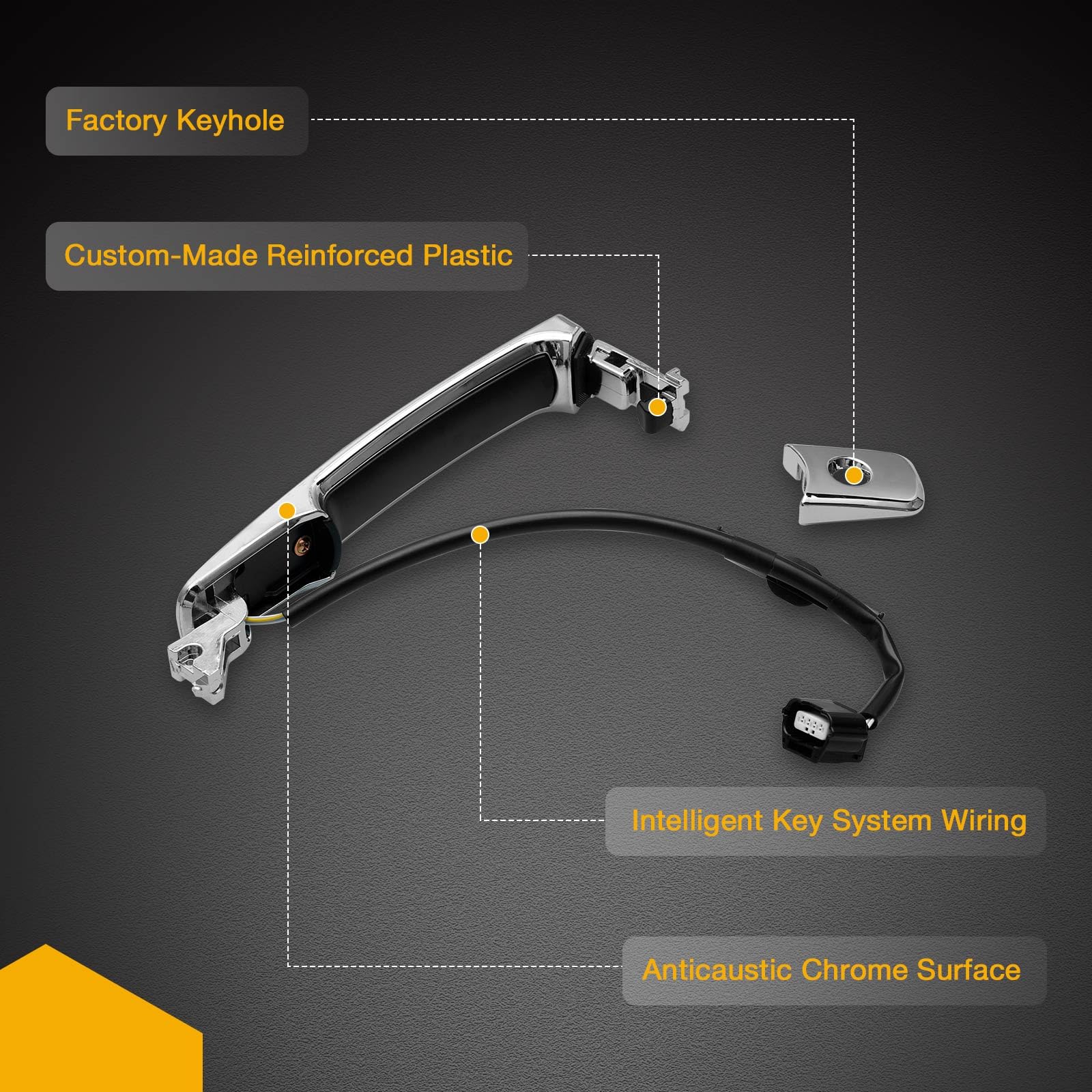 Exterior Chrome Door Handle Front Left Driver Side With Keyhole | Smart Entry Keyless | For 2010-2013 Nissan Rogue | Replaces# 8