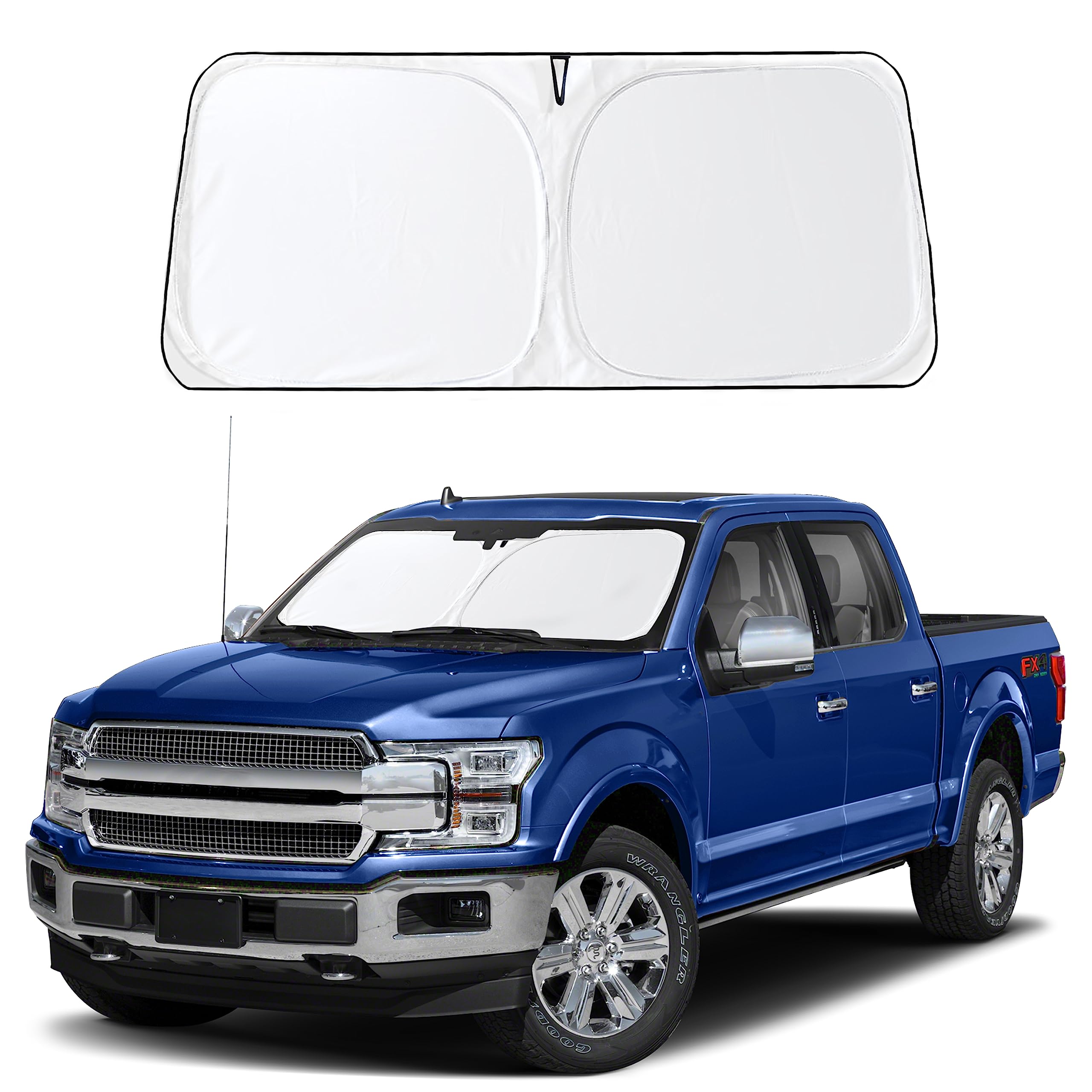 For Ford F-150 2022-2024 2025 Econour Car Windshield Sunshade With Storage Pouch - Front Window Sun Protector For Uv & Sun Heat