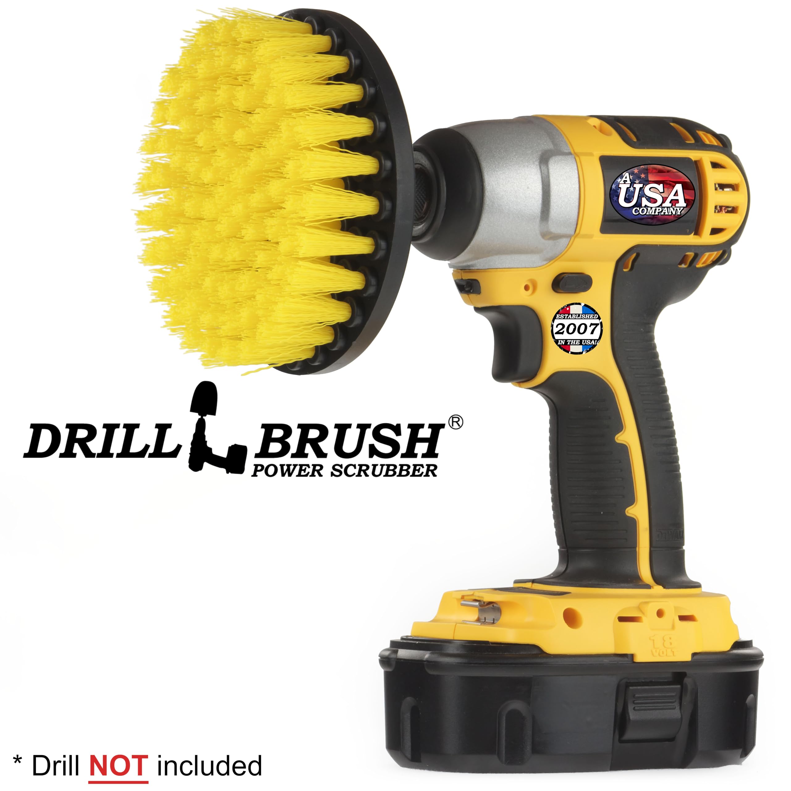 Nylon Bristle Drill Brush Attachment - Bathroom Cleaning Brush - Clean Shower - Bath Tub Cleaner - Tile Power Scrubber - Bathroo