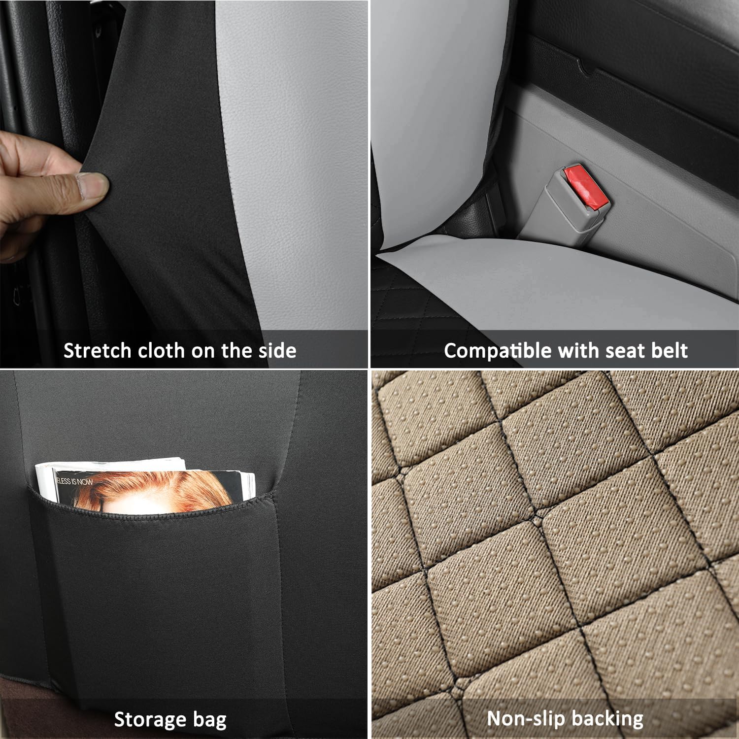 GIANT PANDA 2-Pack Front Car Seat Cover for Ram, Leather Bucket Seat Covers Custom Fit Dodge Ram 1500 2500 3500 Trucks,Luxury Se