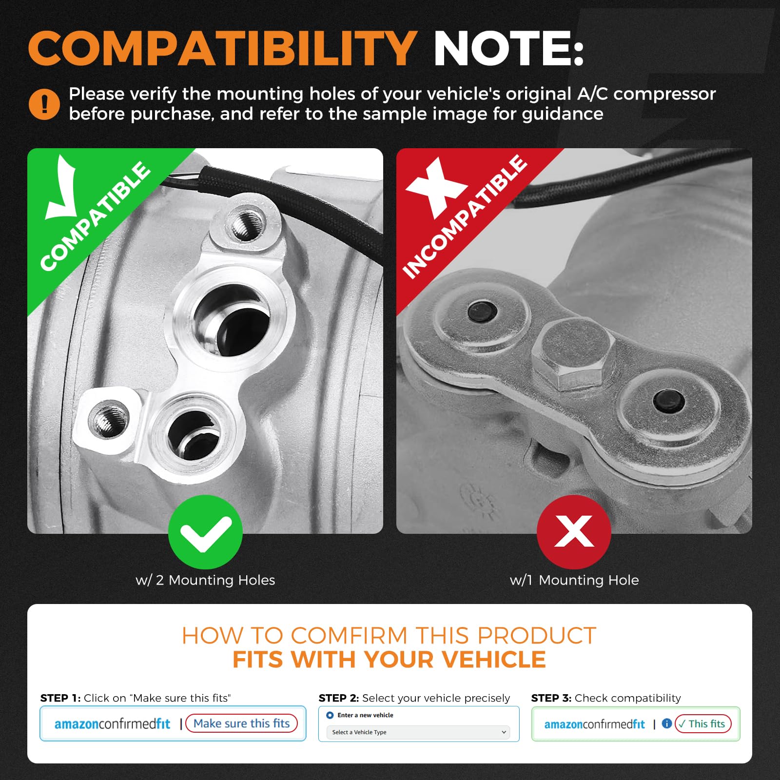 Autoexact Air Conditioner Compressor, AC Compressor w/Clutch for 1999-2009 Chevy Silverado 1500 5.3L 4.8L 4.3L 6L 6.2L, For 1999