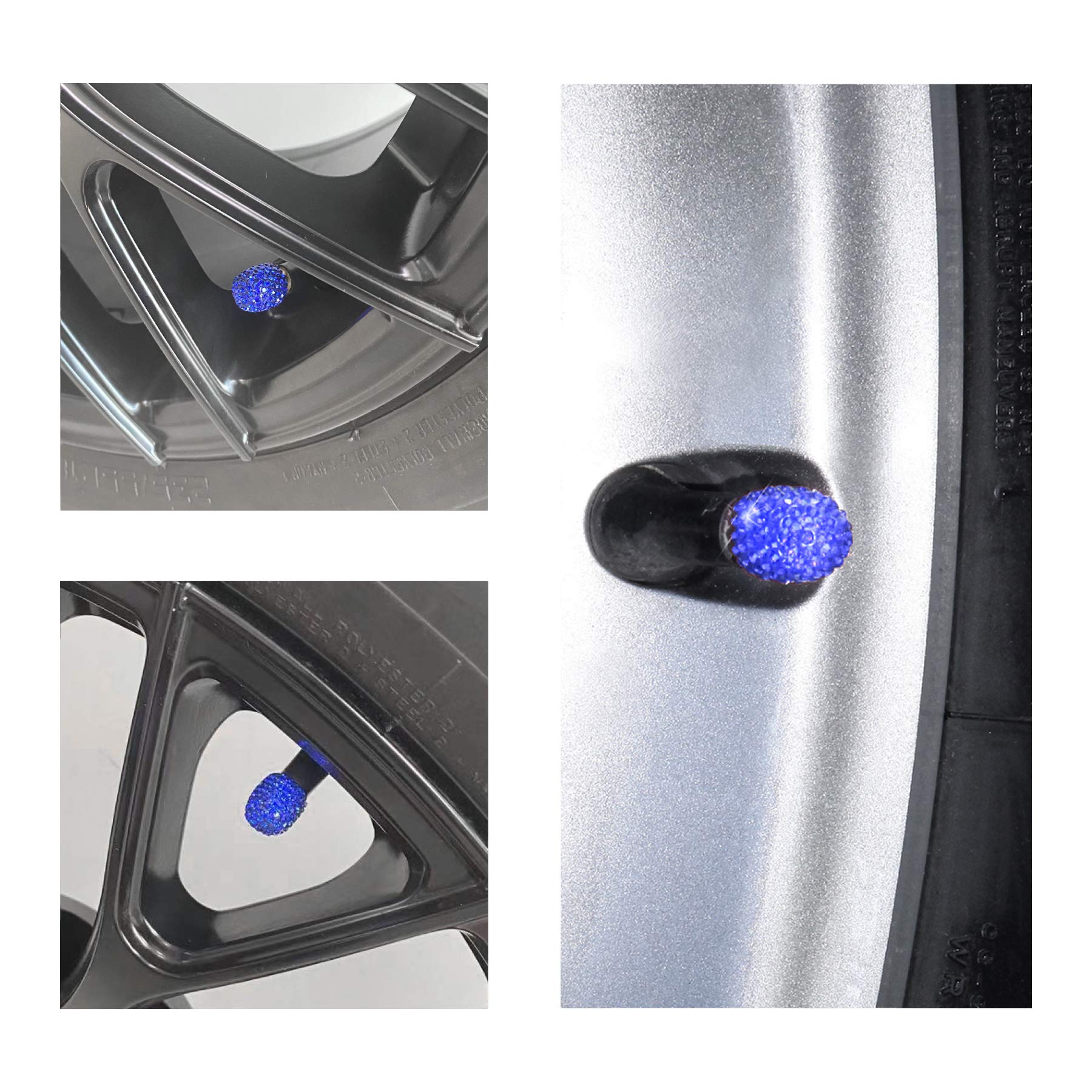 Justtop 4 Pack Handmade Crystal Rhinestone Car Tire Valve Stem Caps, Car Wheel Tire Valve, Attractive Dustproof Bling Car Access