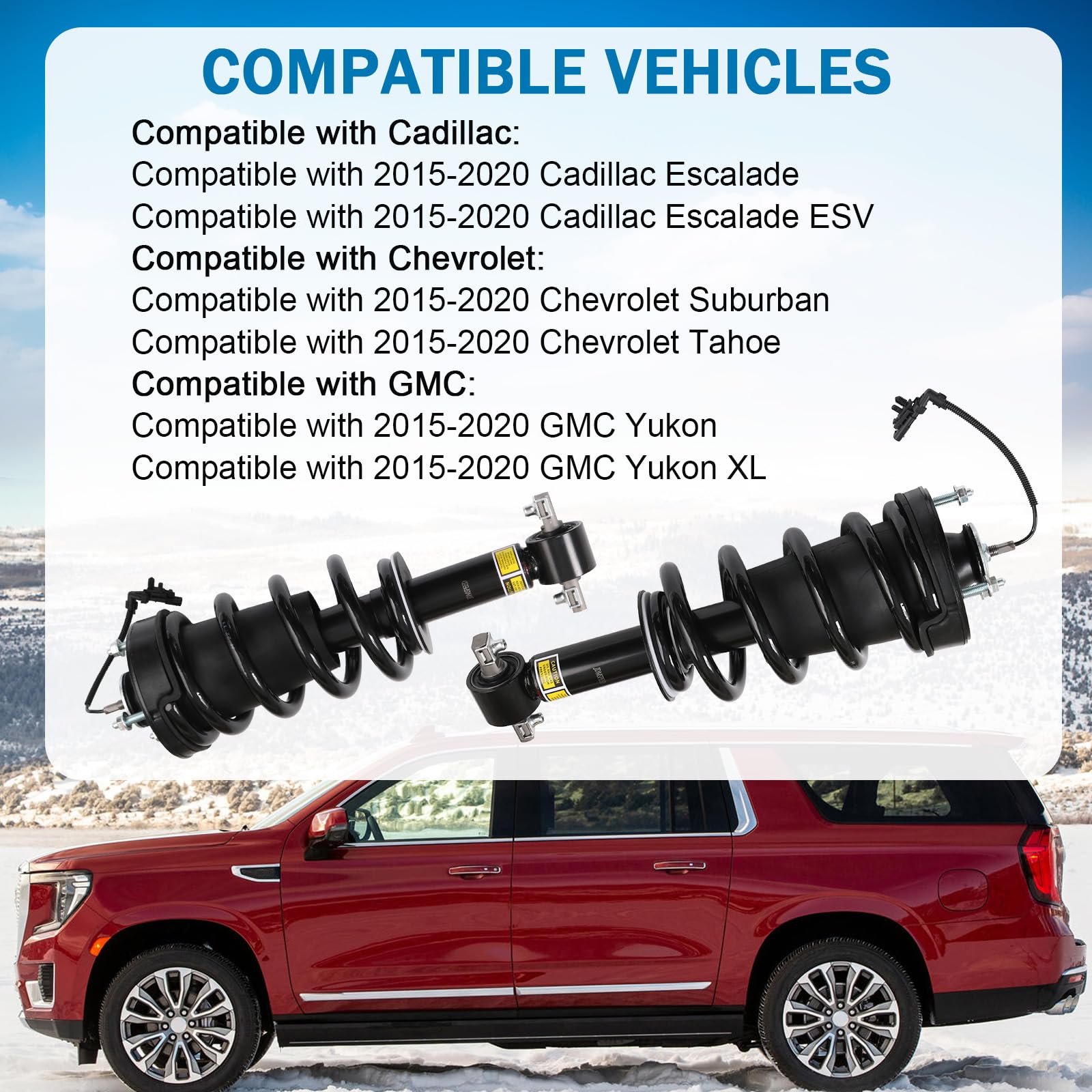 DICMIC Front Air Strut Shock Absorber with Spring Magnetic Assembly Compatible with 2015-2020 Cadillac Escalade ESV Chevrolet Su