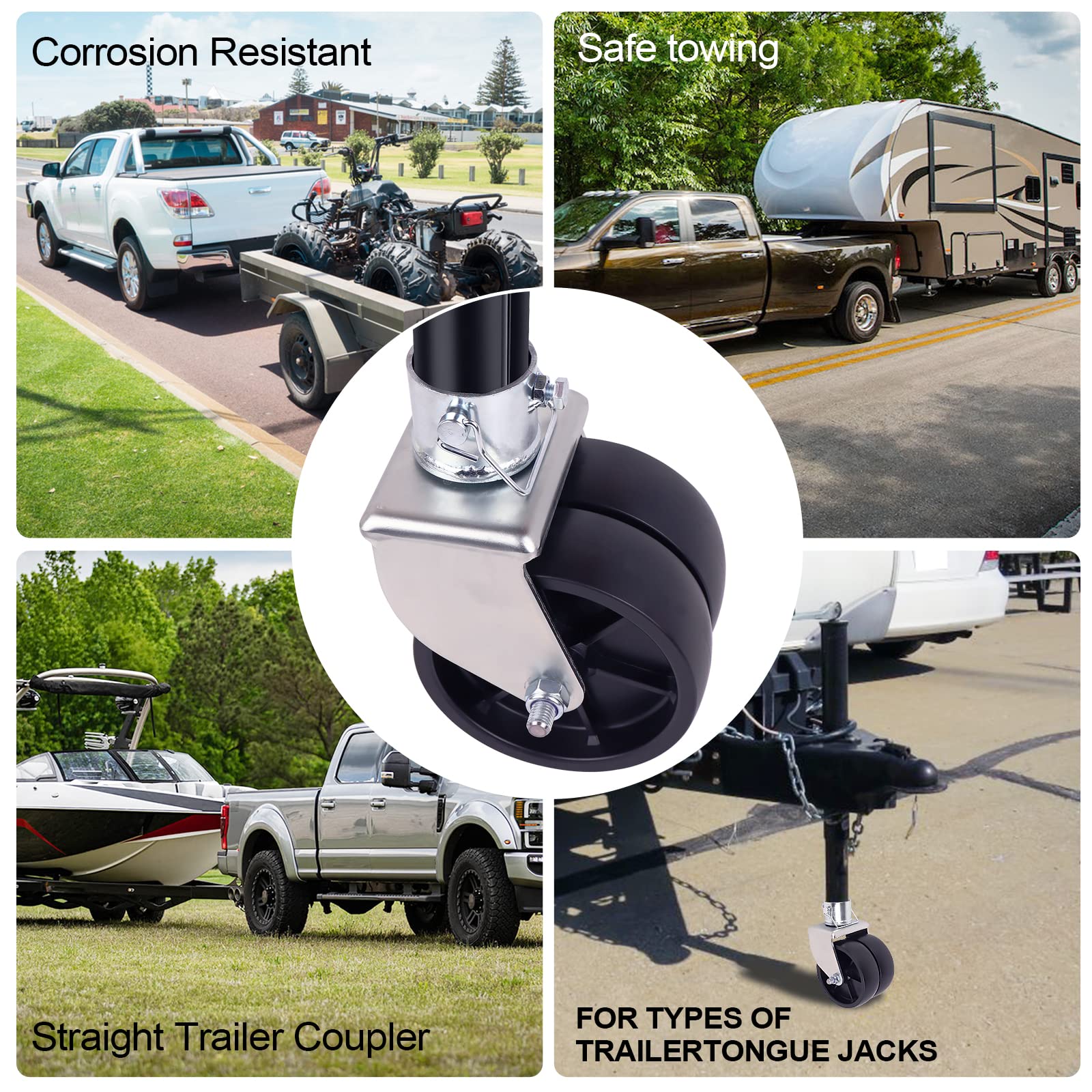 Yeopgyeon Trailer Jack Wheel With Pin - 6 Dual Wheel Jack Caster Wheel Capacity 2000Lbs Fits Any Jack Better Soft Ground Roll Trailer Parts