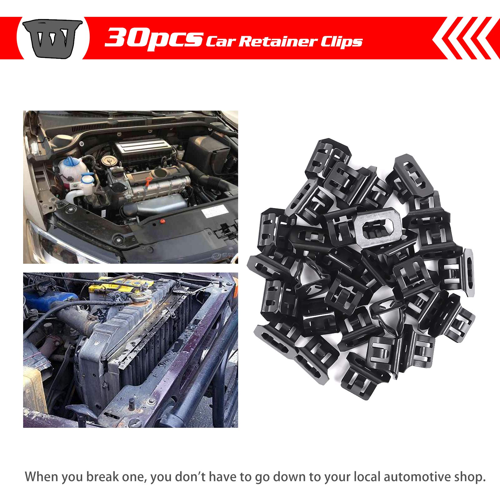 OTUAYAUTO 30PCS Metal Grill Clips, Replacement for Buick Cadillac Hummer GMC Oldsmobile Bumper Cover Front Grille Retainer Clips