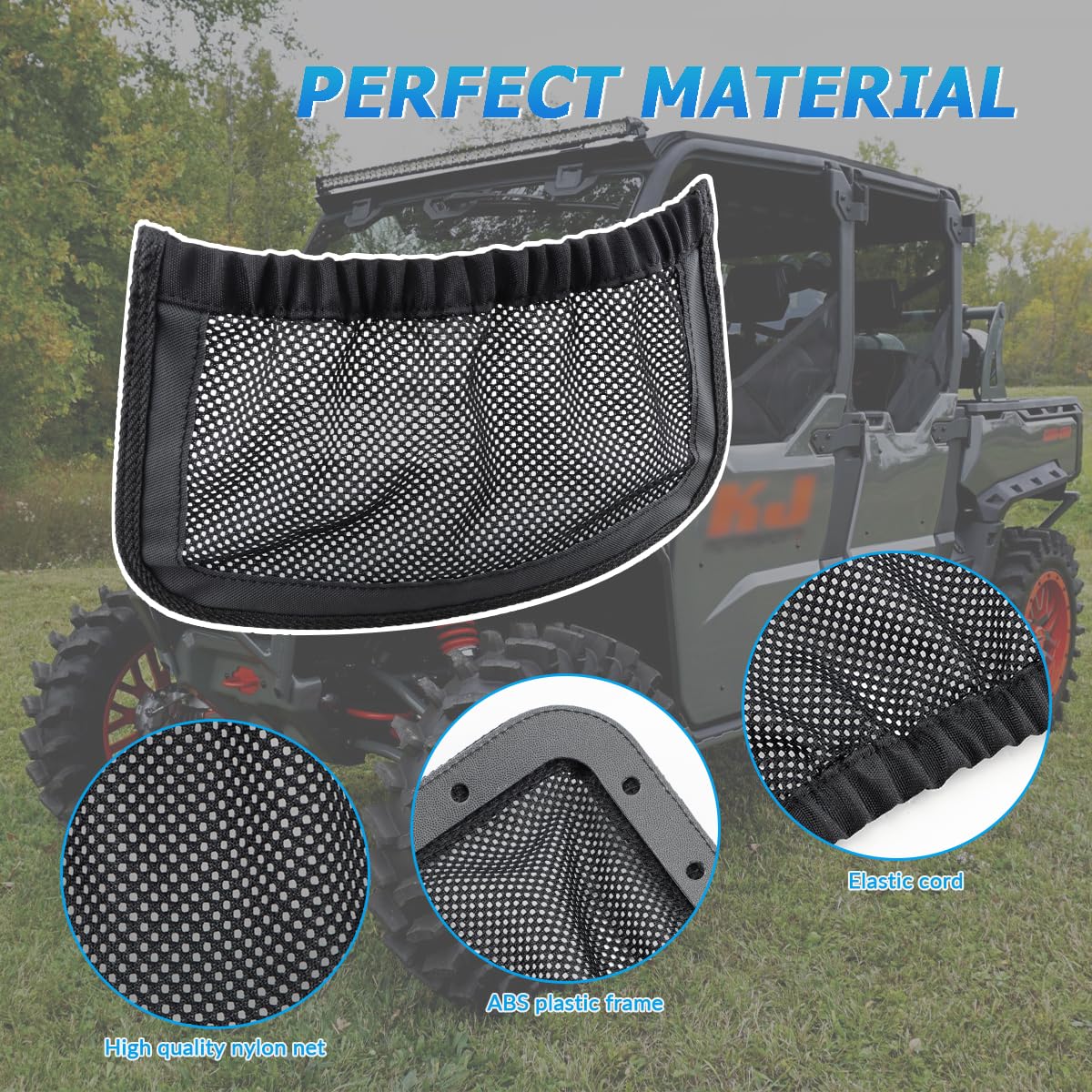 MARCHFA UTV Rear Backrest Storage Net Bag Compatible for Can Am Defender Max Accessories UTV Rear Cargo Bag Organizer Seat Mesh
