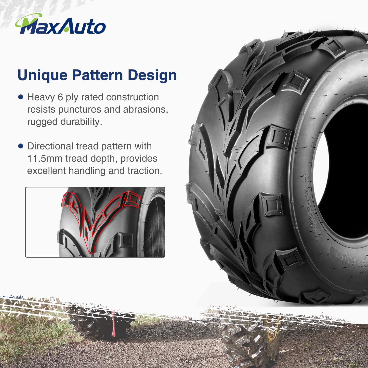 Maxauto 22X10-10 Sport Atv Tires 22X10X10 Quad Tires,6 Pr Tubeless All Terrain Utv Tire, 2 Pack