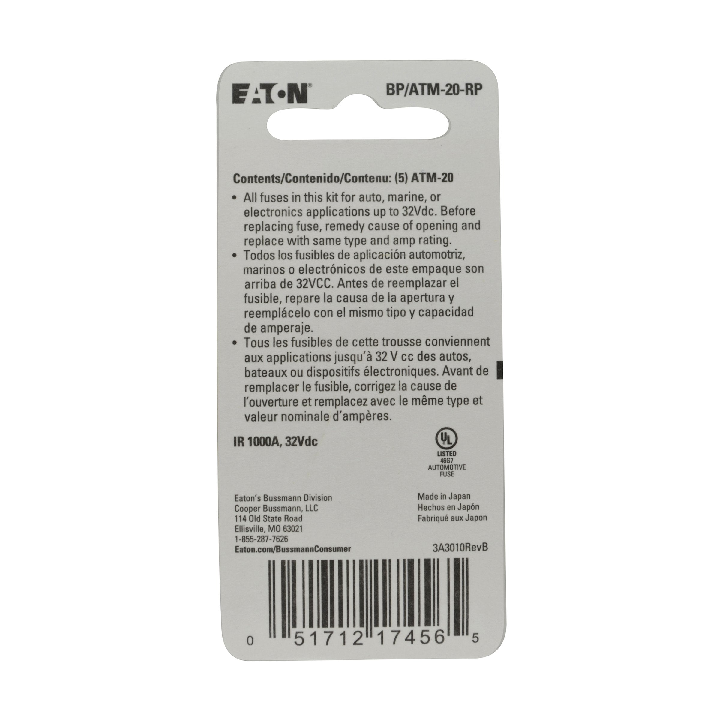 Bussmann - Bp/Atm-20-Rp 0408.1332 Bp/Atm-20 20 Amp Fast Acting Mini-Fuse,Yellow