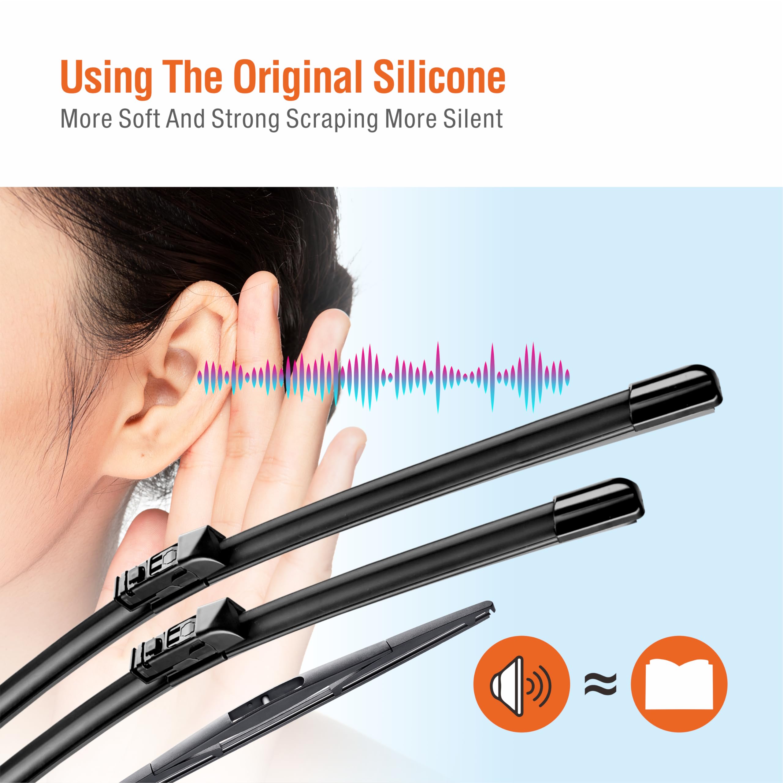 Wowiper Silicone Windshield Wiper Blades With Rear Wiper Blade For Subaru Crosstrek 2018-2023 Impreza 2017-2023, All-Season Auto