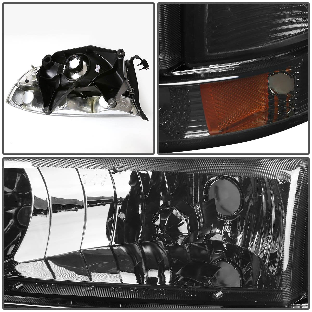 Dna Motoring Hl-Oh-Dd974P-Sm-Am Smoke Lens Amber Headlights Compatible With 98-04 Durango / 97-04 Dakota,Driver & Passenger Side