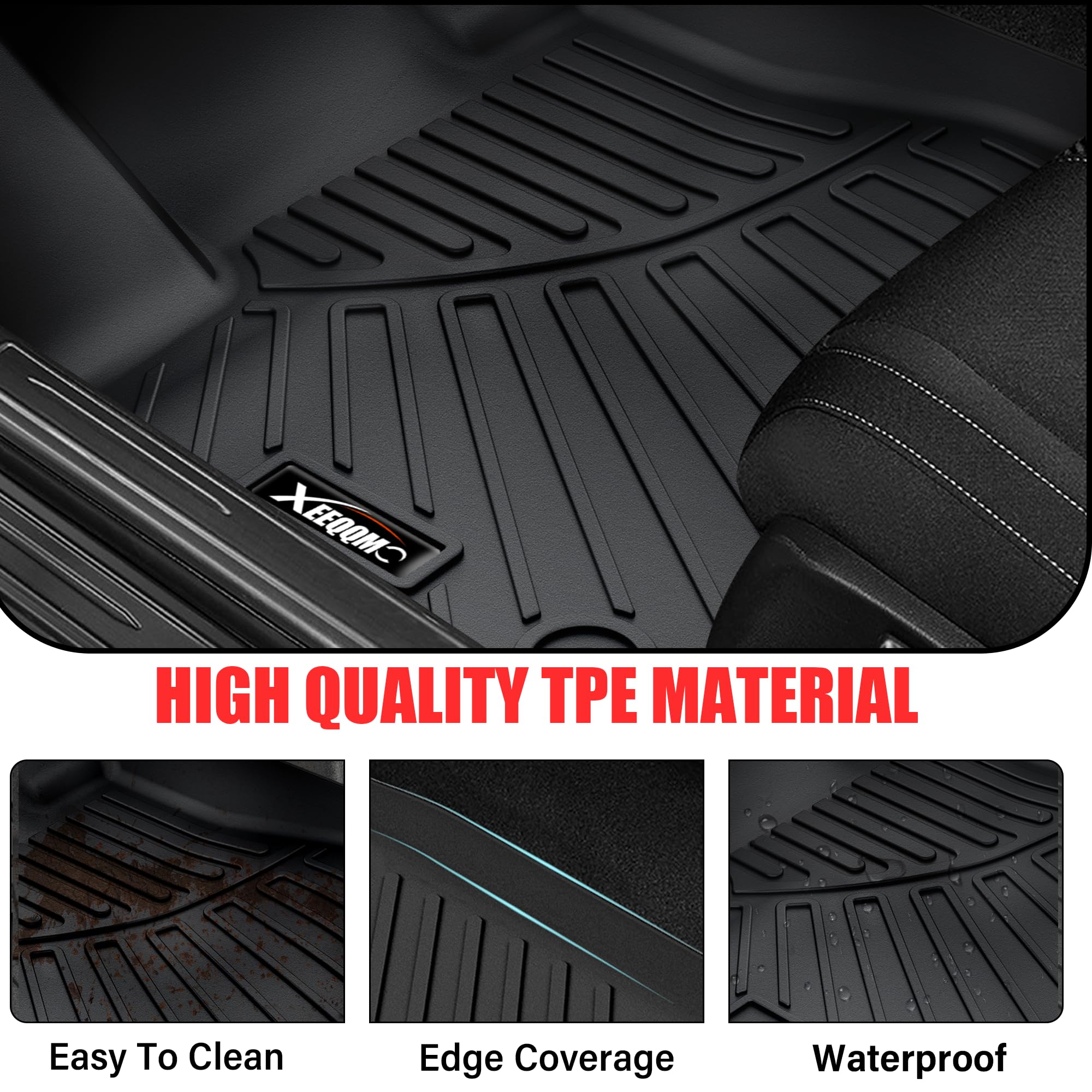 XEEQQMO All Weather Floor Mats for 2025 Chevy Equinox - TPE Protection Liners for 1st & 2nd Row, Model XQJD-45