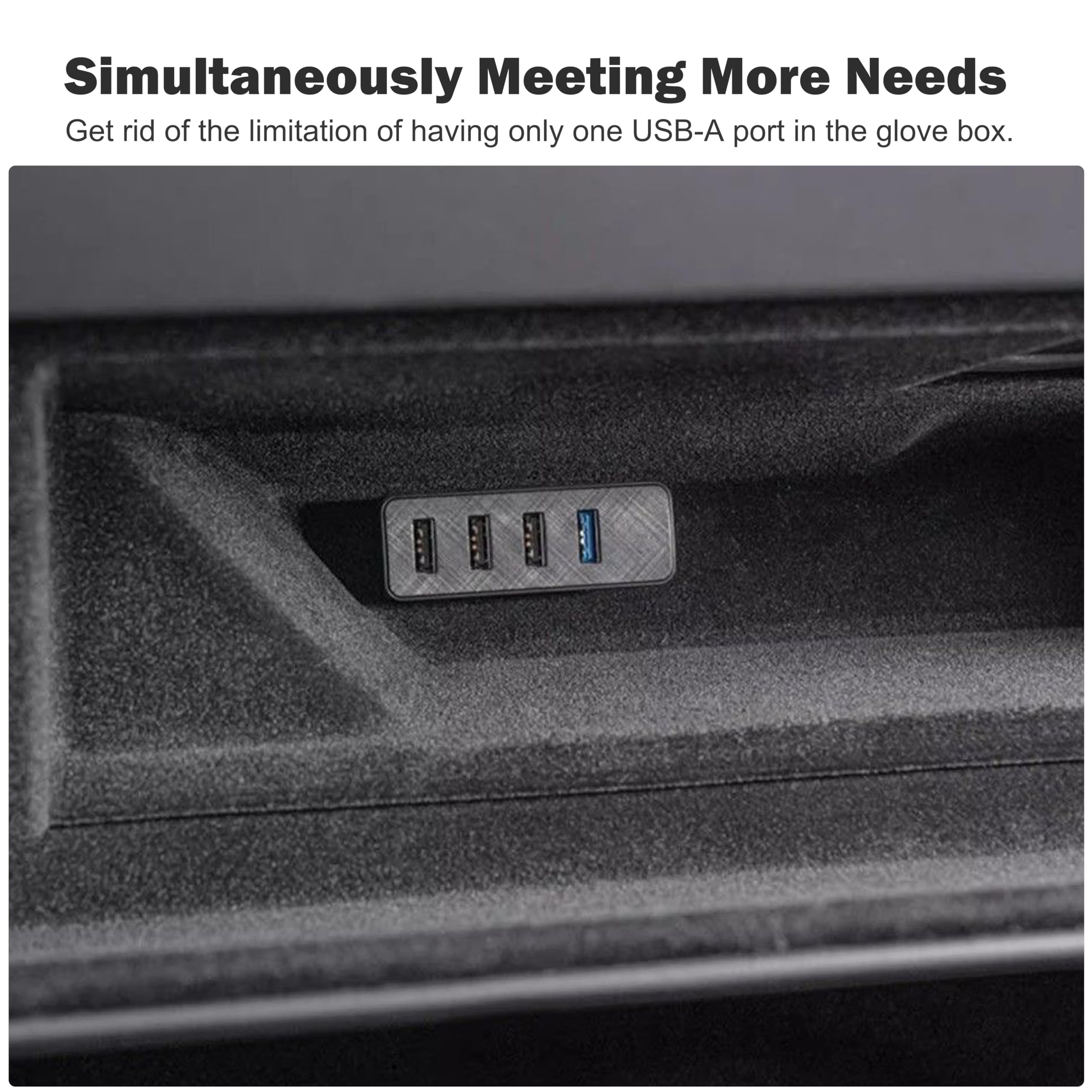 Leiakendi Glove Box Usb Hub For Tesla 2024-2025 Model 3 Highland, Cybertruck And New Model Y Juniper, 4-In-1 Glovebox Docking St
