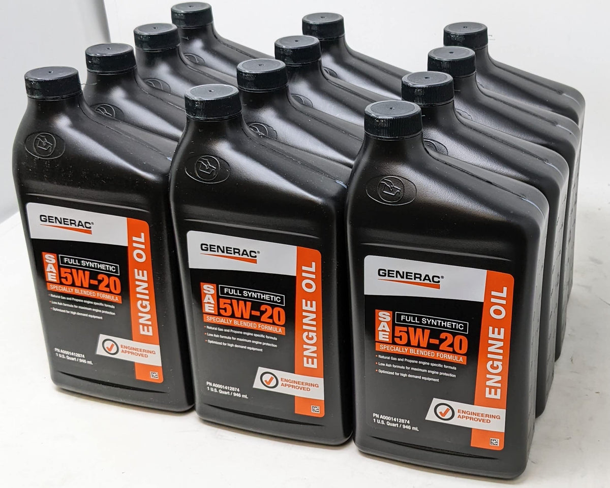 Generac Full Synthetic Motor Oil 5W-20 Quart Bottle Part# A0001412874 (qt) 12-Pack
