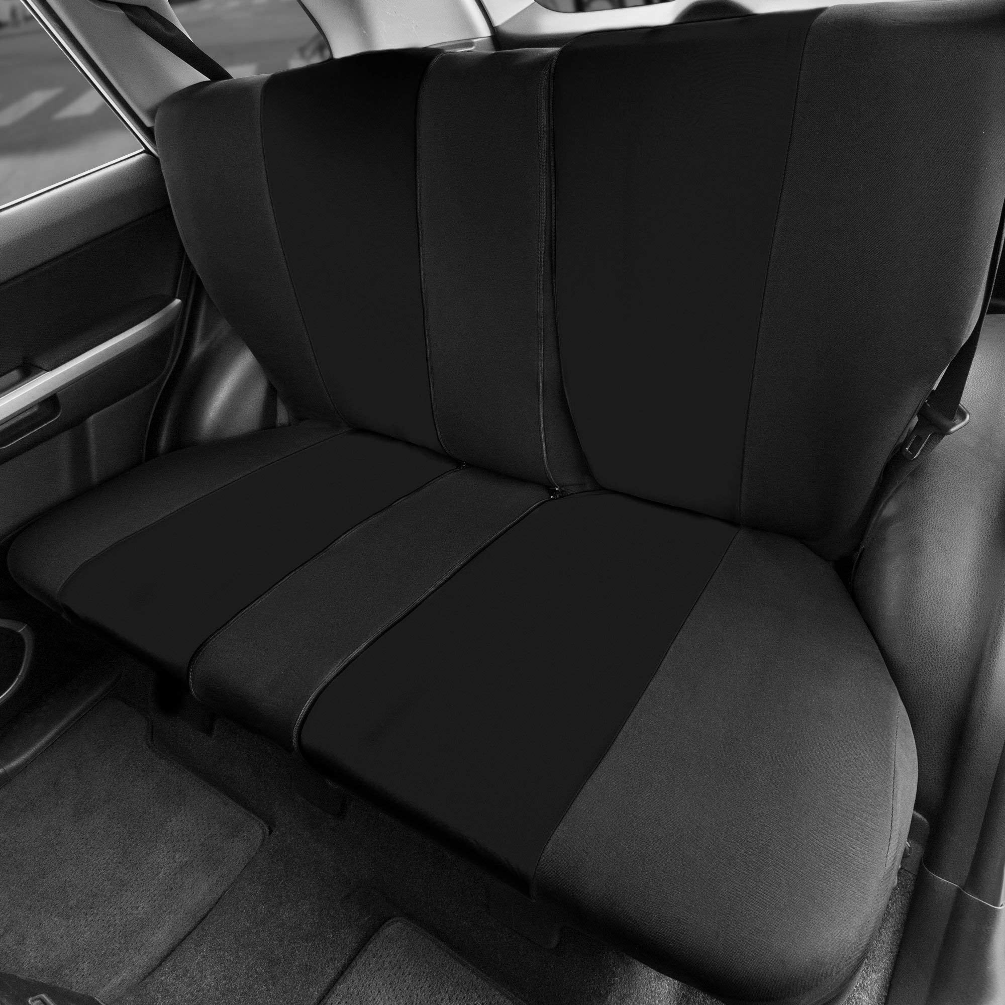 Fh Group Car Seat Covers Multi-Functional Cloth Full Set Car Seat Covers (Full Split Bench Coverage) -Fit Most Car, Truck, Suv, Or Van (Solid Black) Fb039115