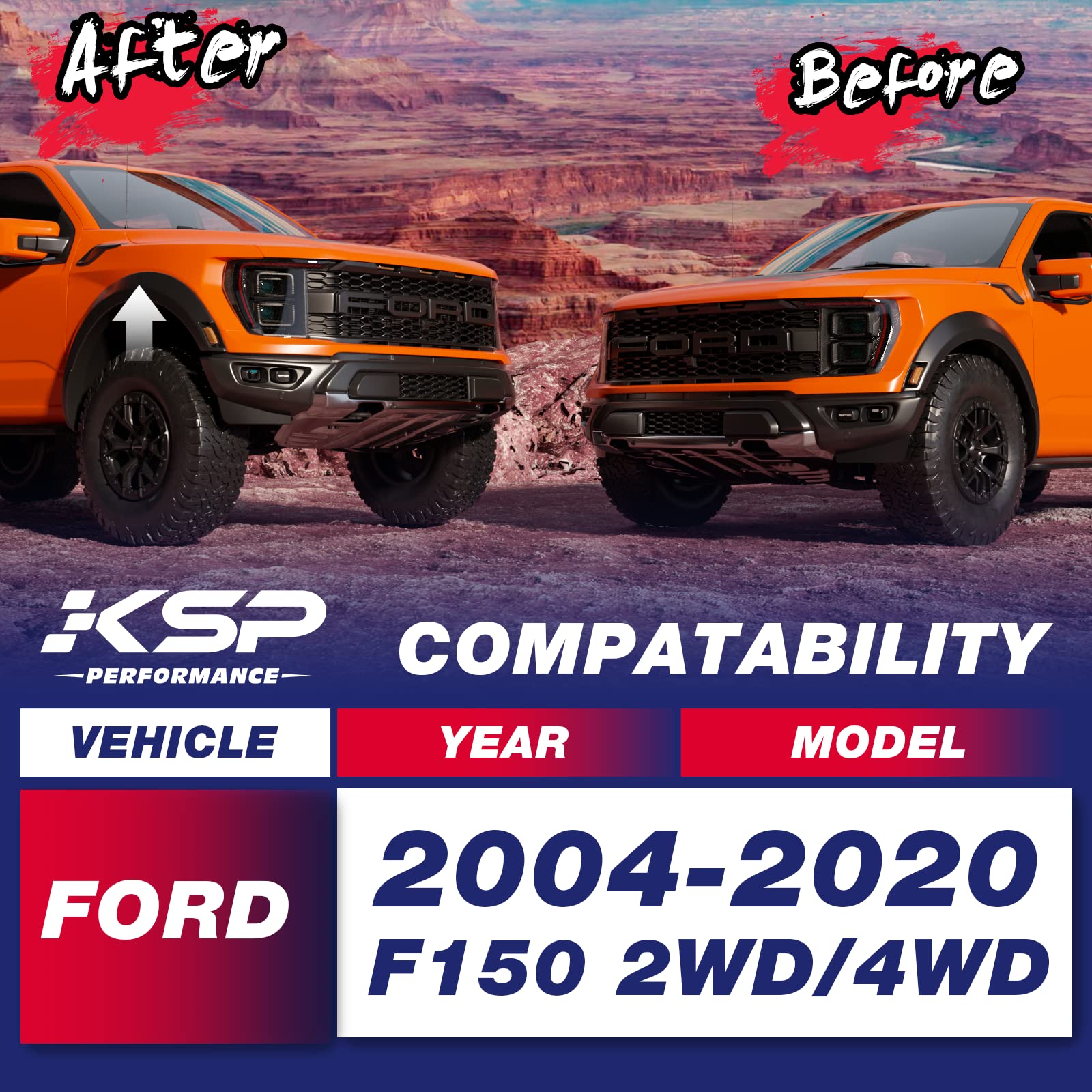 Ksp F150 Leveling Lift Kits 3 ''F+2 ''R, 3 '' Front And 2 '' Rear Full Suspension Kit For 2004-2020 F-150 2Wd 4Wd 2X2 4X4, Whole