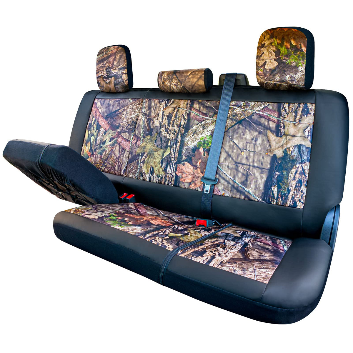 Season Guard Mossy Oak Camo Truck Bench Seat Cover Fits All Full-Size Silverado F-150 Ram Sierra Titan Tundra Pickup Trucks; Fol