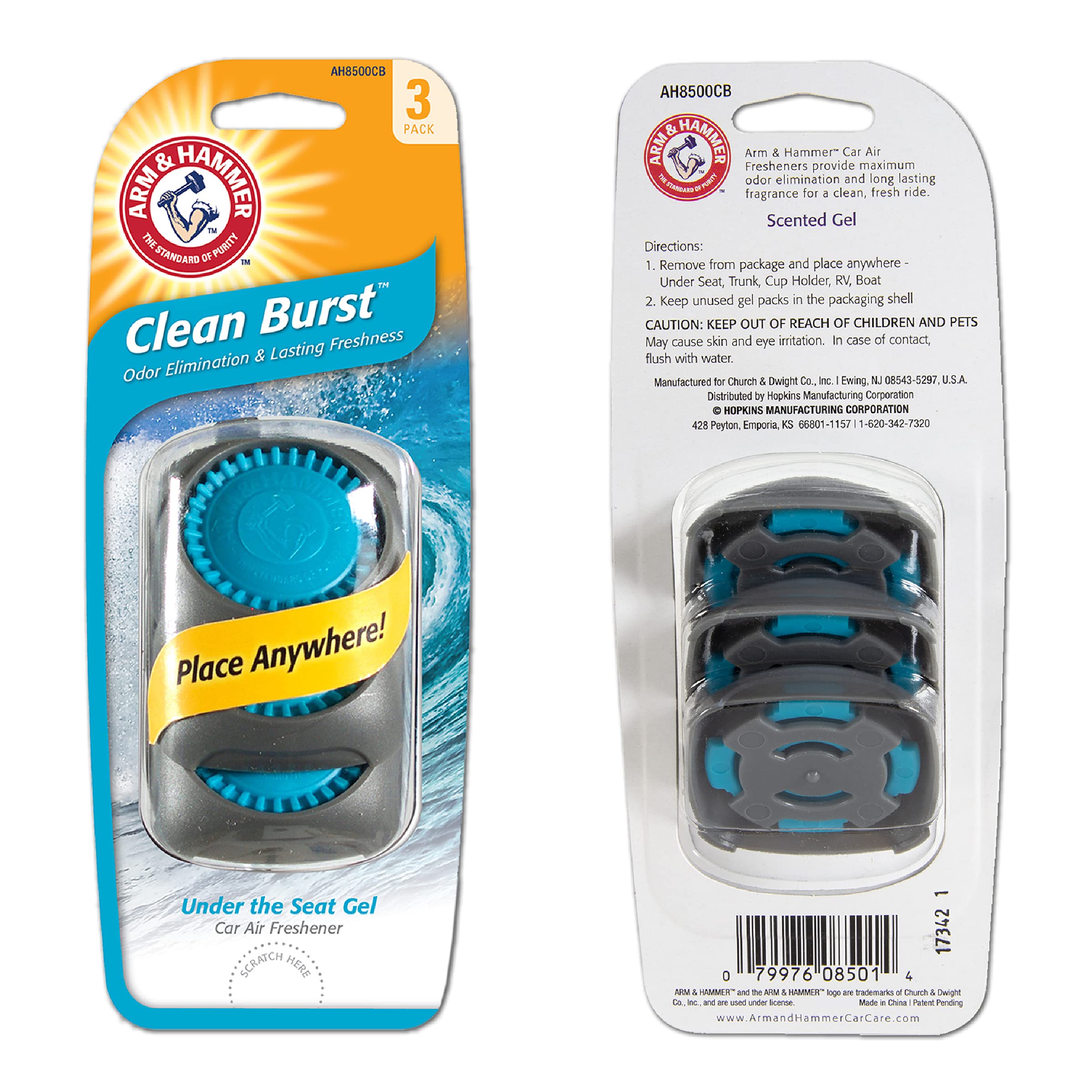 Arm & Hammer Ah8500Cb Under The Seat Air Freshener, Clean Burst, 3 Pack, Lilac