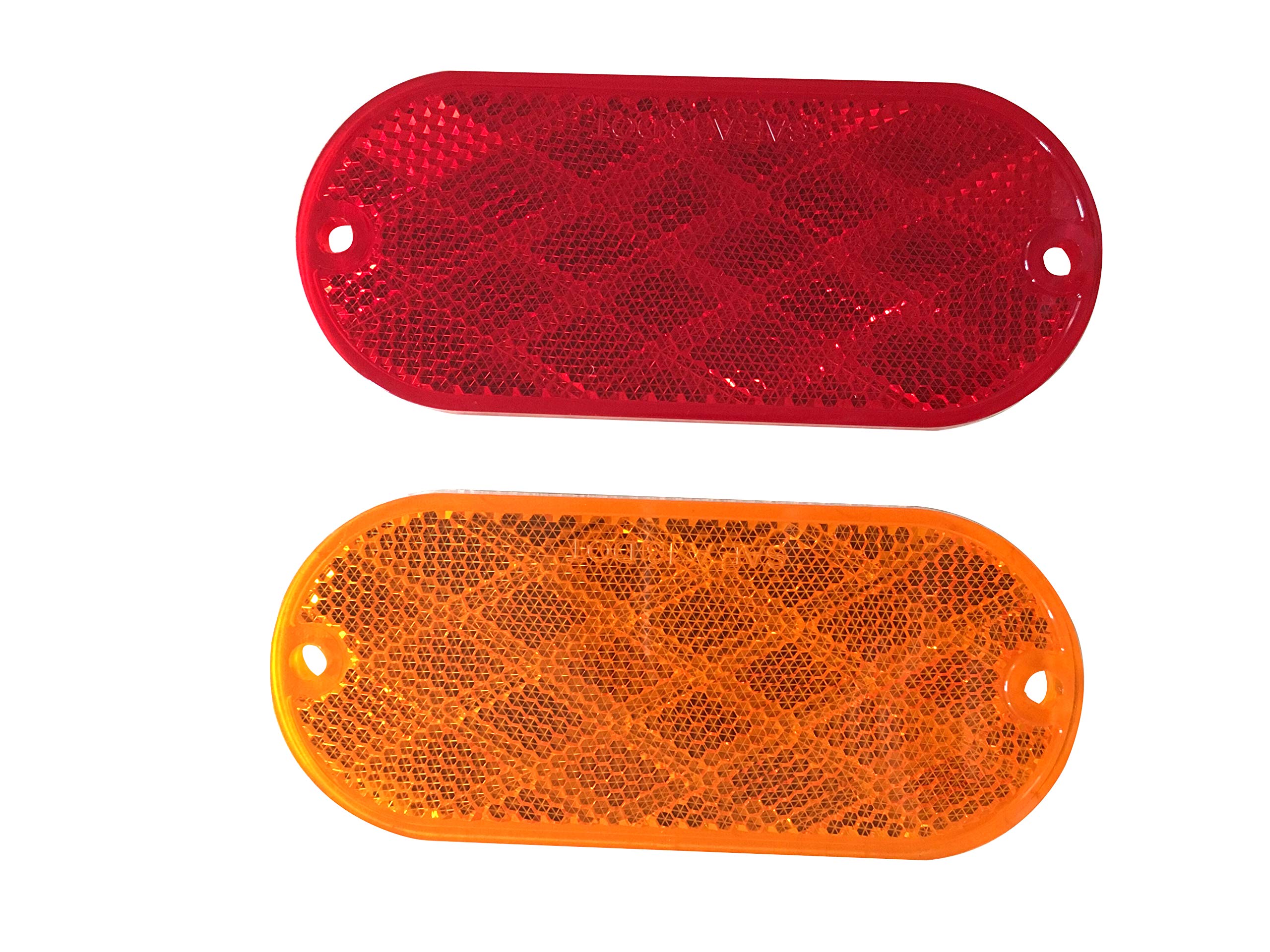 Maxxhaul 50016 20-Pack Oval Reflectors 10 Red - 10 Amber Self Adhesive Or Drill Mount - Dot, 20 Pack