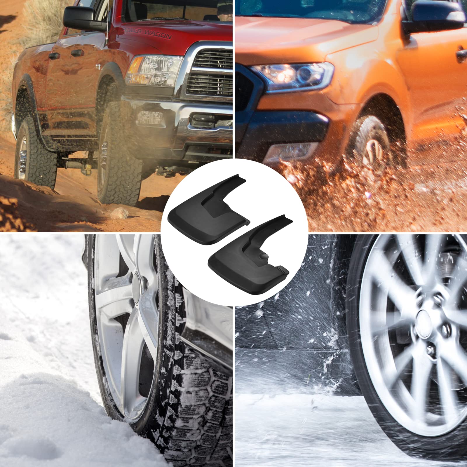 Bdfhyk Mud Flaps Splash Guards 4Pcs Front & Rear Side Mud Guards Compatible For 2019-2022 Dodge Ram 1500 With Fender Flares