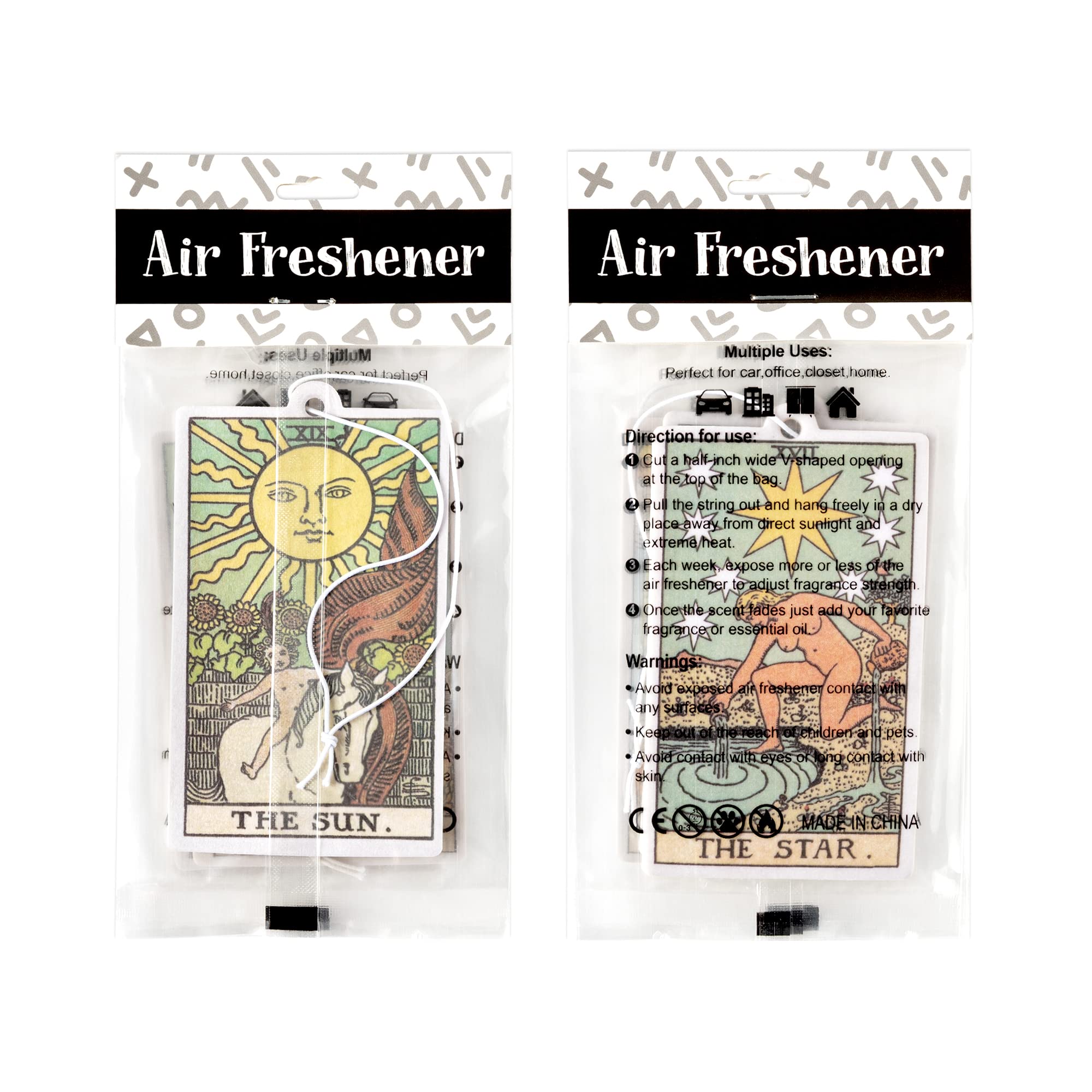 L1Rabe 4Pcs Hanging Air Freshener Fragrance Scented Cards, Tarot Cards Theme Car Aromatherapy Tablets For Car Bedroom Wardrobe S