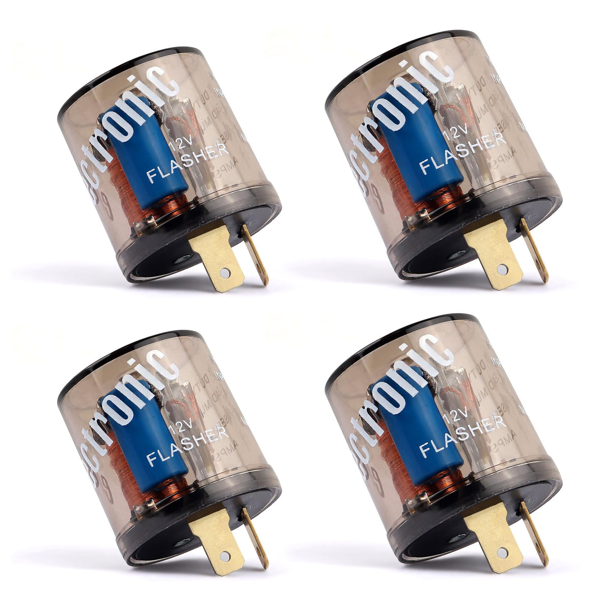 4PCS 12V Flasher Relay,Heavy Duty 2-Pin Turn Signal Relay,Two Prong Round Automotive Relay Only for Fixing Halogen Bulb Frequent