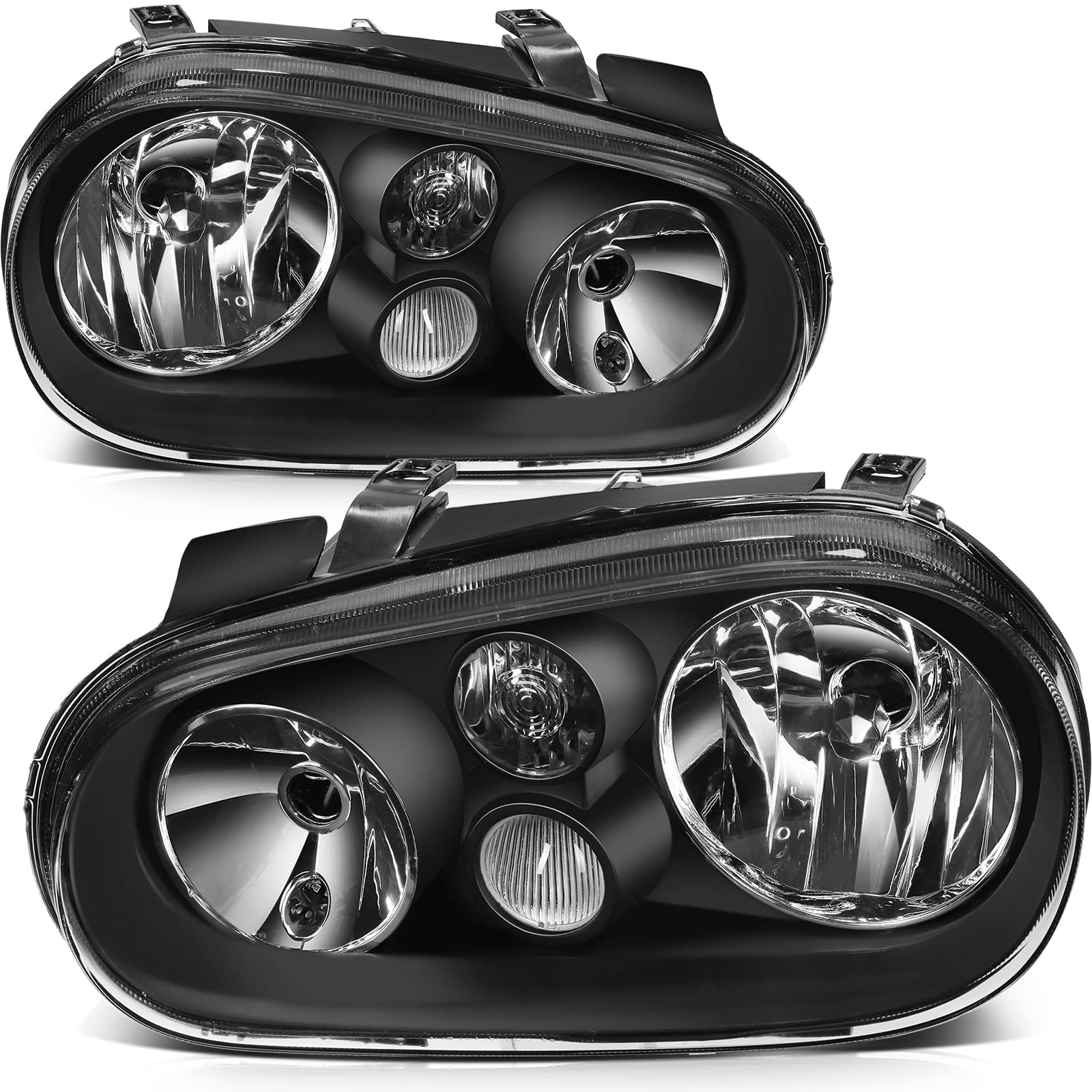 LSAILON Fit For Volkswagen For Cabrio 1999-2002 For Volkswagen For Golf 1999-2006 Headlight Assembly Black Housing Clear Lens Dr