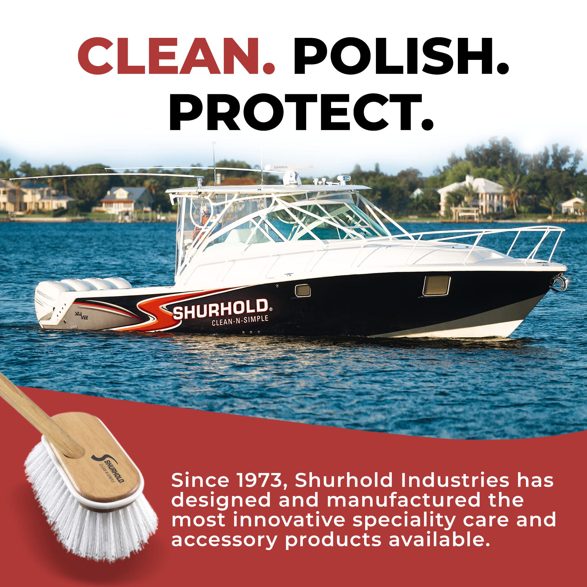 Shurhold 1950 Marine Mate 6 Inch Stiff Bristle Brush With 48 Inch Handle