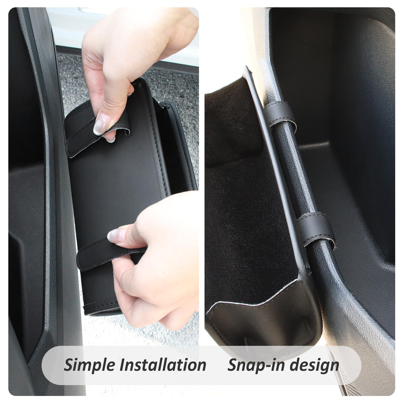 Hanging Car Trash Can,Waterproof Leather Car Trash Bin with One Roll Car Trash Bag,Multifunctional Foldable Car Garbage Can Car