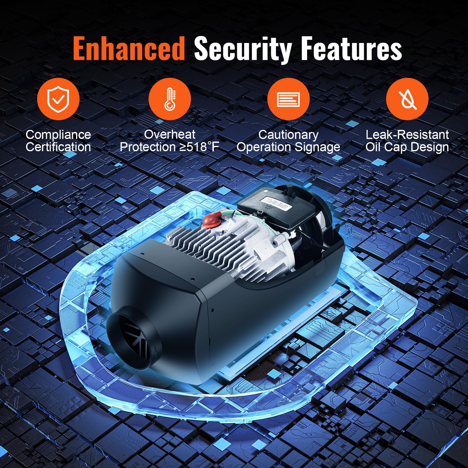 VEVOR 8KW Diesel Air Heater with Muffler, 12V with Remote Control and LCD Switch for Vehicles, Trucks, Motorhomes, Boats, and Bu