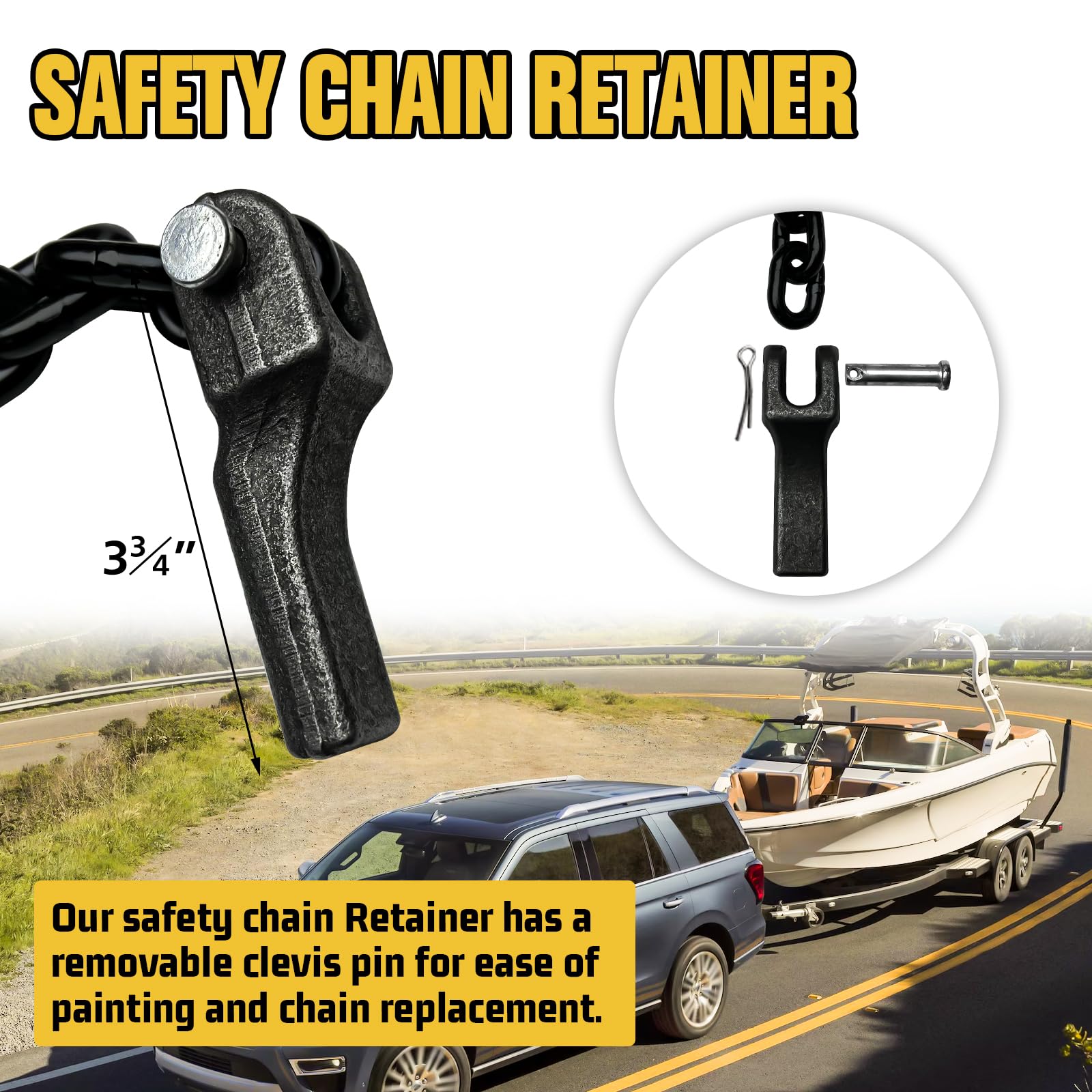 Senkeyfe Grade 80 Trailer Safety Chains - 35 Inch Tow Chains With 5/16'' Clevis Slip Hook And Chain Retainer, Trailer Chains 21,