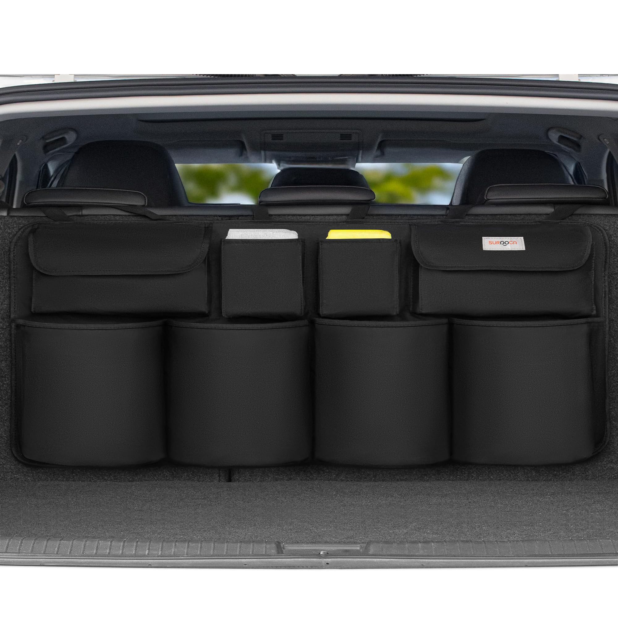 SURDOCA Car Trunk Organizer, LARGE CAPACITY Car Organizers and Storage with 8 Pockets, Upgraded Trunk Storage for Car, SUV, Truc