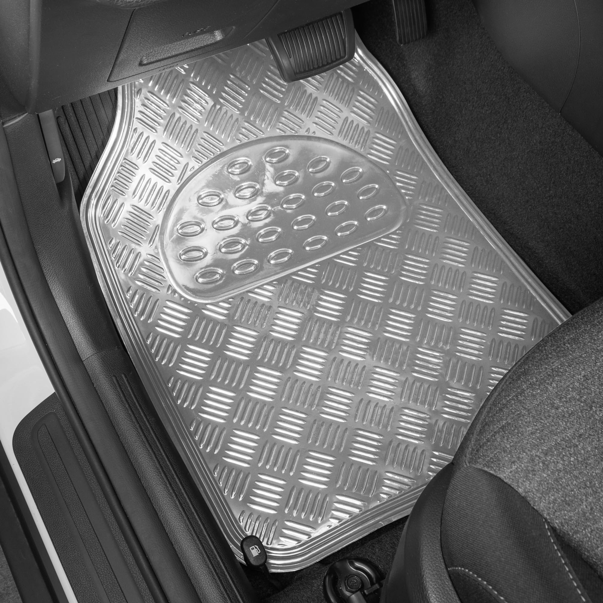 Bdk Metallic Chrome Car Floor Mats All Weather Versatile Fit Automotive Floor Mats For Cars Suvs, Floor Mat For Trucks, Car Mats