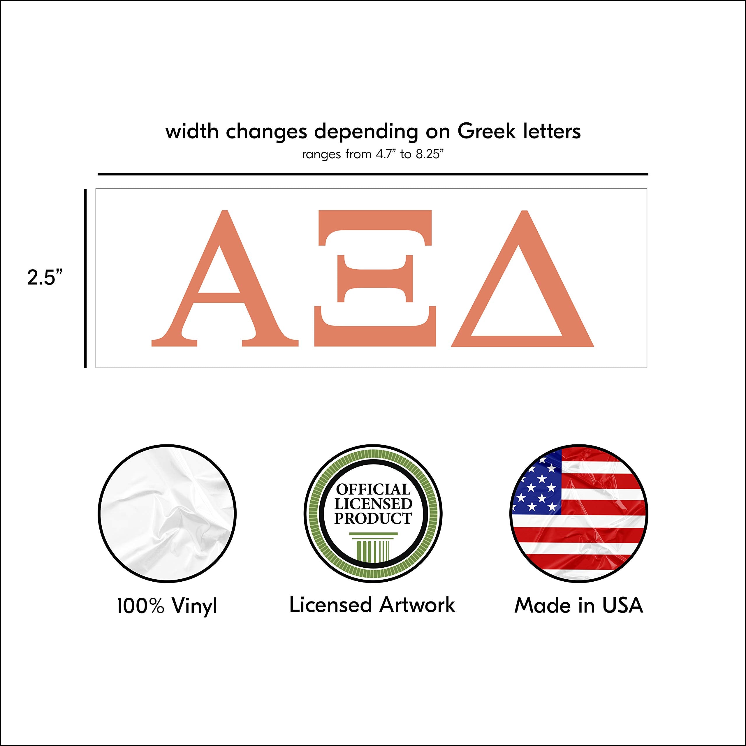 Pro-Graphx Alpha Xi Delta Greek Sorority Sticker Decal, 2.5 Inches Tall, Coral
