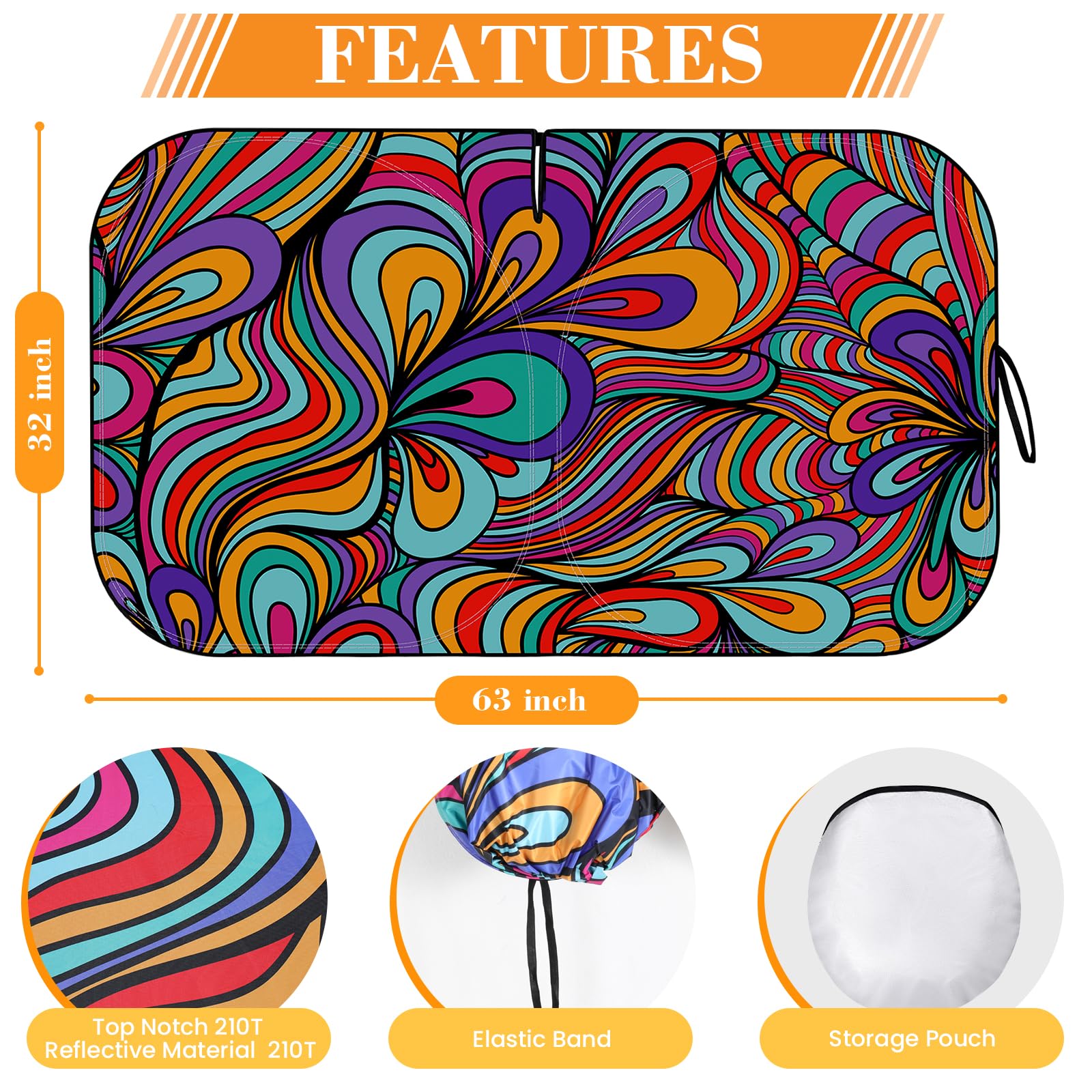 Windshield Sun Shade - Car Sun Shade Windshield, Reflector Sunshade Offers Ultimate Sun Protection For Hatchback, Truck, Suv, Mp