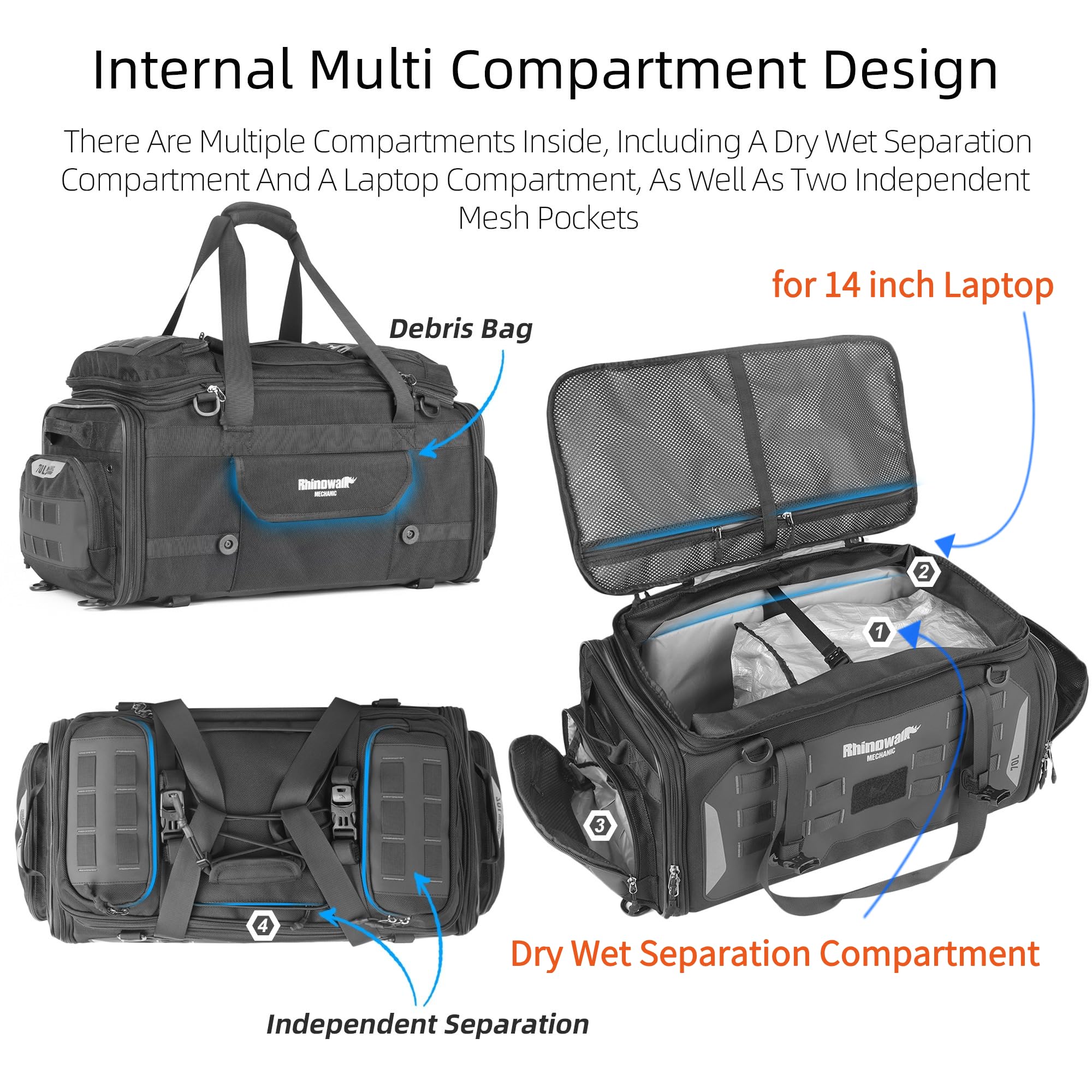 HUNTVP Motorcycle Tail Bag 50-70L Waterproof Expandable Motorcycle Bags for Back Seat Rear Rack Bag Motorbike Trunk Travel Lugga