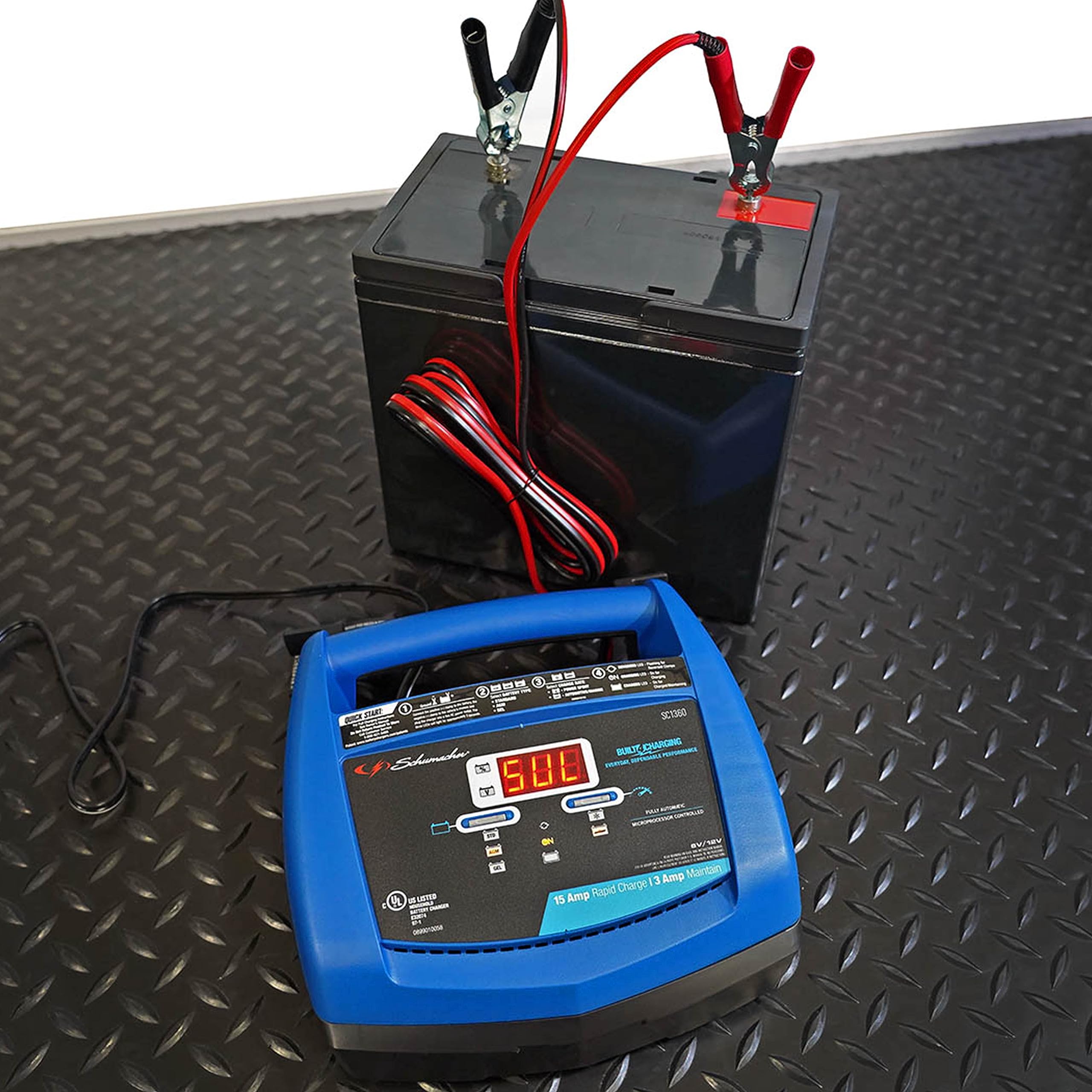 Schumacher Electric Ship 'n Shore Rapid Battery Charger and Maintainer, SC1360, 4-in-1, Fully Automatic, Battery Tester, 15 Amps