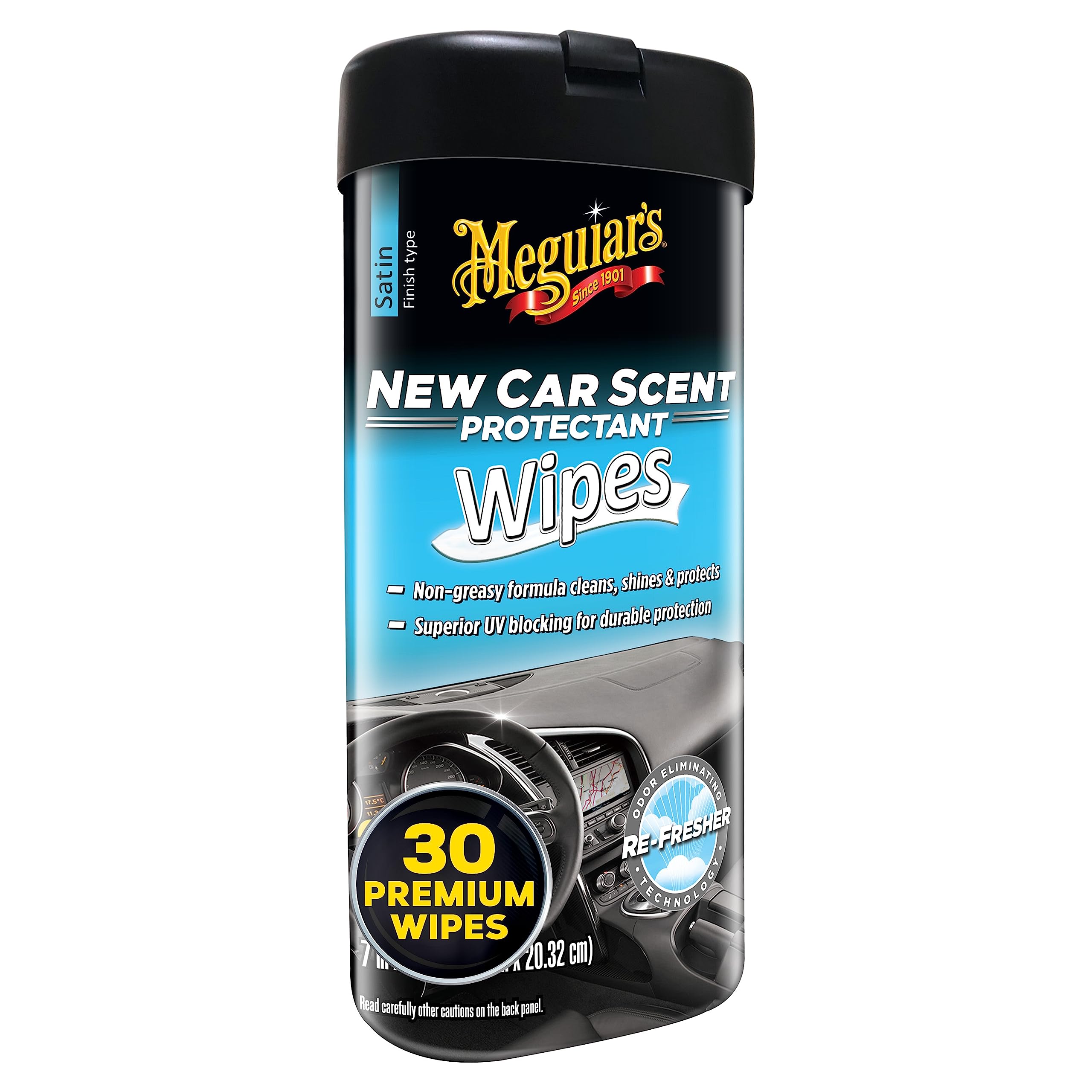 Meguiar's New Car Scent Protectant Wipes - Easy to Use Car Wipes that Protect and Freshen Your Car's Interior - Ideal for Car De