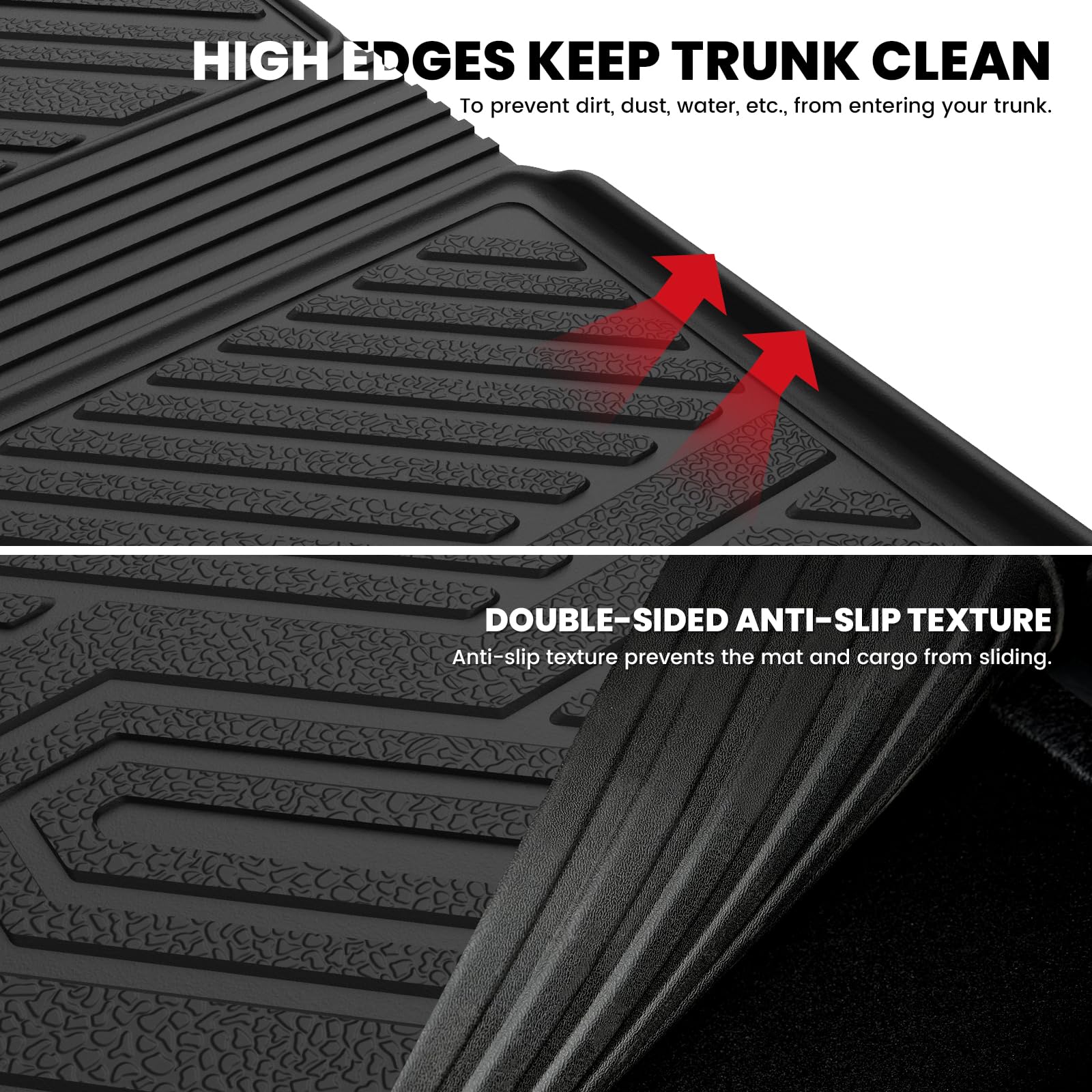 Lasfit Trunk Mat With Backrest Mat For Honda Pilot 2016-2023 2024 2025 (7&8 Seats), All Weather Tpe Custom Fit Cargo Mat Liner T