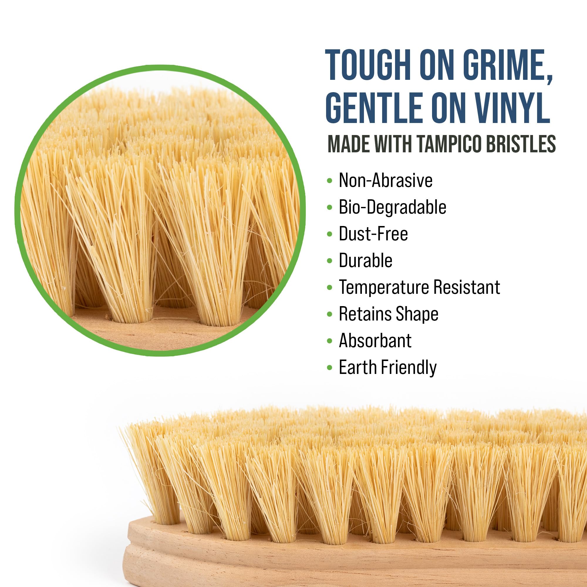 Finyl Fix Vinyl & Leather Scrub Brush - Natural, Non-Abrasive Tampico Bristles: Upholstery Cleaning, Boats, Canvas, Car Detailin