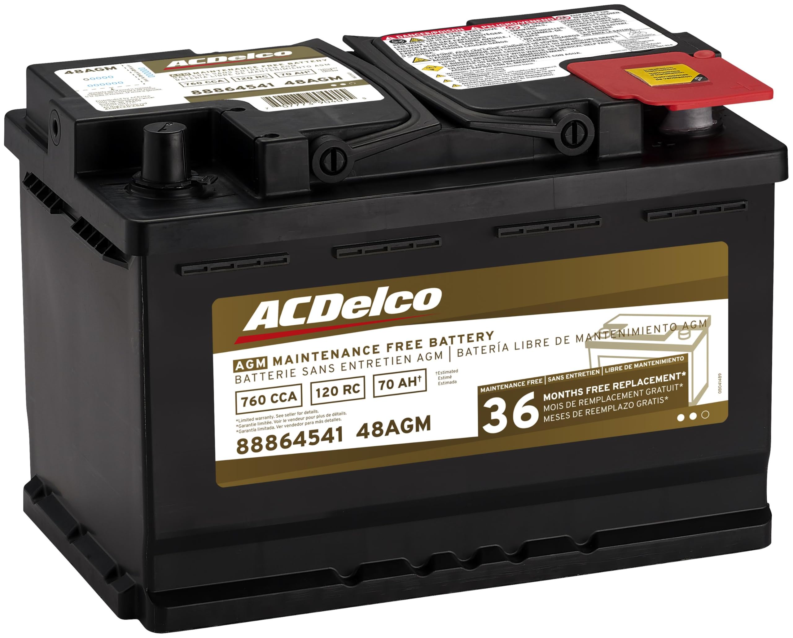Acdelco Gold 48Agm (88864541) 36 Month Warranty Agm Bci Group 48 Battery