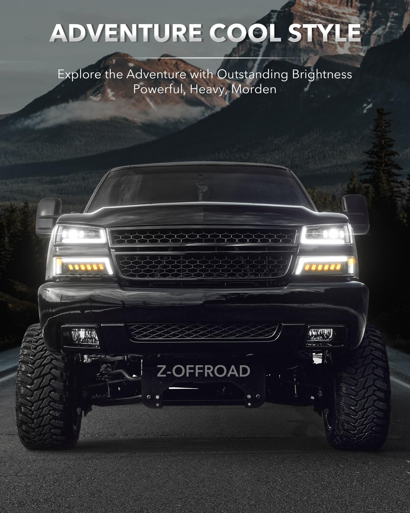 Z-Offroad Led Headlights Assembly Dot Approved With Drl Turn Signal Hi/Low Sealed Beam Compatible With 2003-2006 Chevy Silverado
