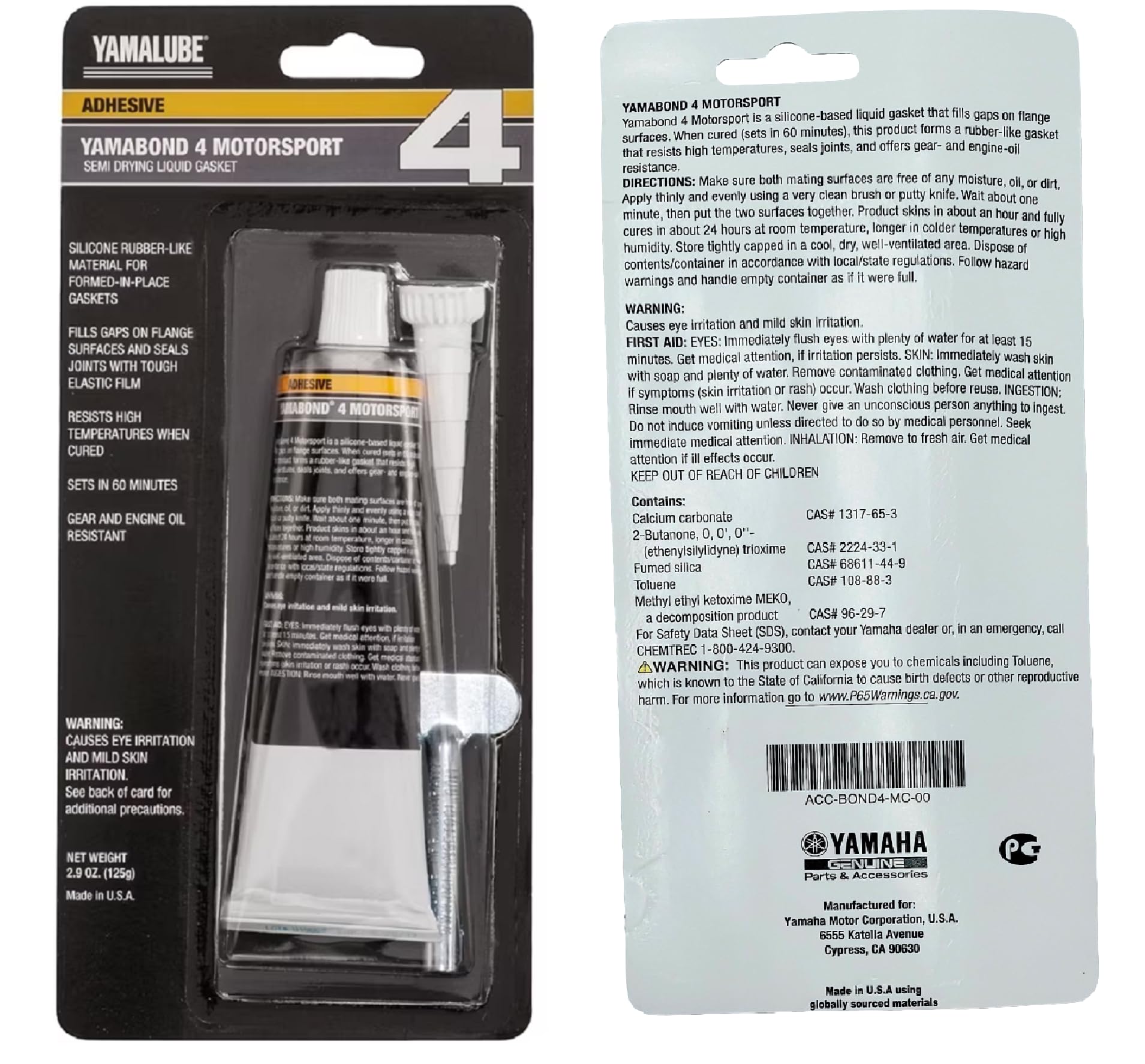 Yamaha Original OEM Yamalube Yamabond 4 Silicone Based Liquid Gasket Yamaha Part# Acc-YAMAB-ON-D4 - (2) 2.5 oz Tubes