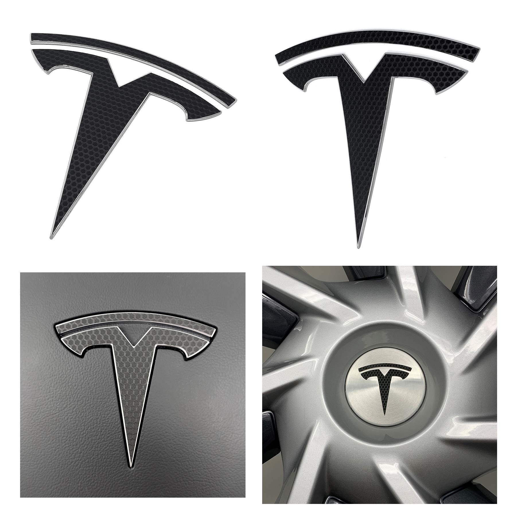 Logo Decal Wrap For Tesla Model Y, 11-Pc Set (Matrix Black)